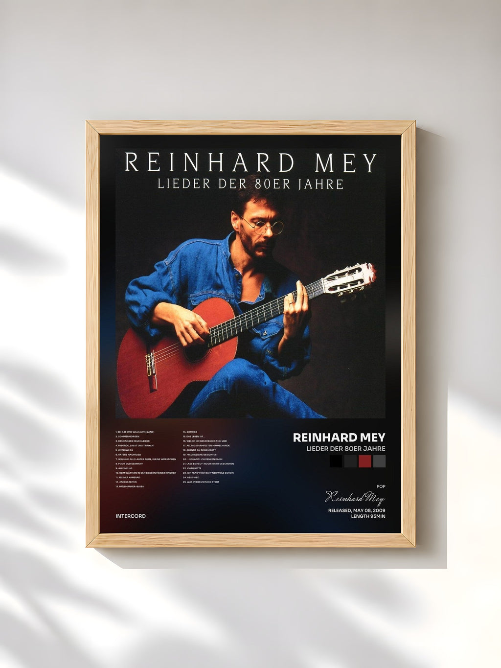 #bois Tableau de l'album Lieder Der 80er Jahre de Reinhard Mey, cadre en bois brut, imprimé et encadré en France