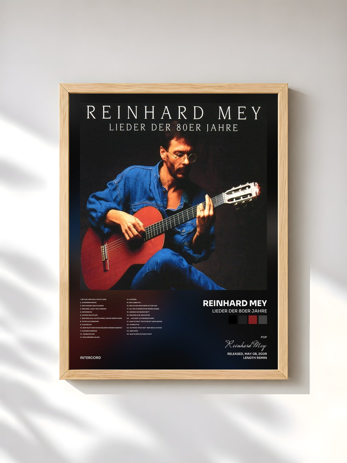 #bois Tableau de l'album Lieder Der 80er Jahre de Reinhard Mey, cadre en bois brut, imprimé et encadré en France