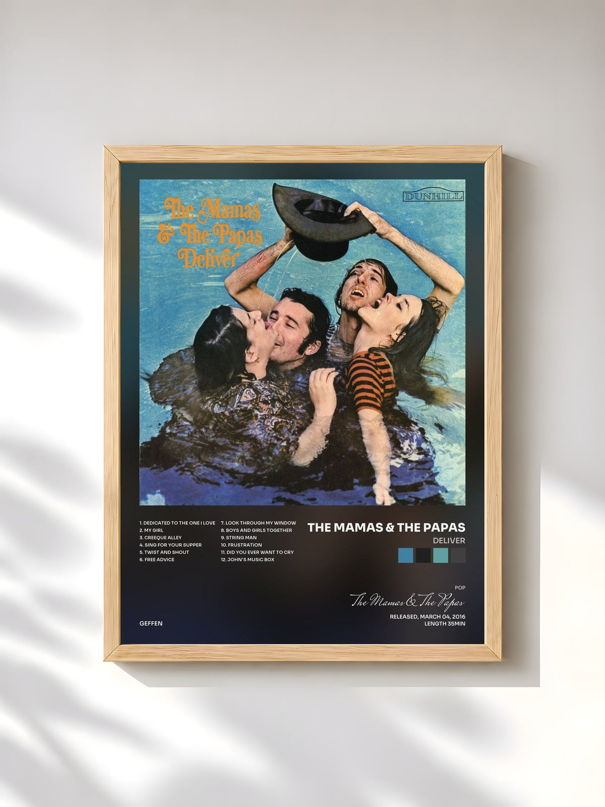 #bois Tableau de l'album Deliver de The Mamas & The Papas, cadre en bois brut, imprimé et encadré en France