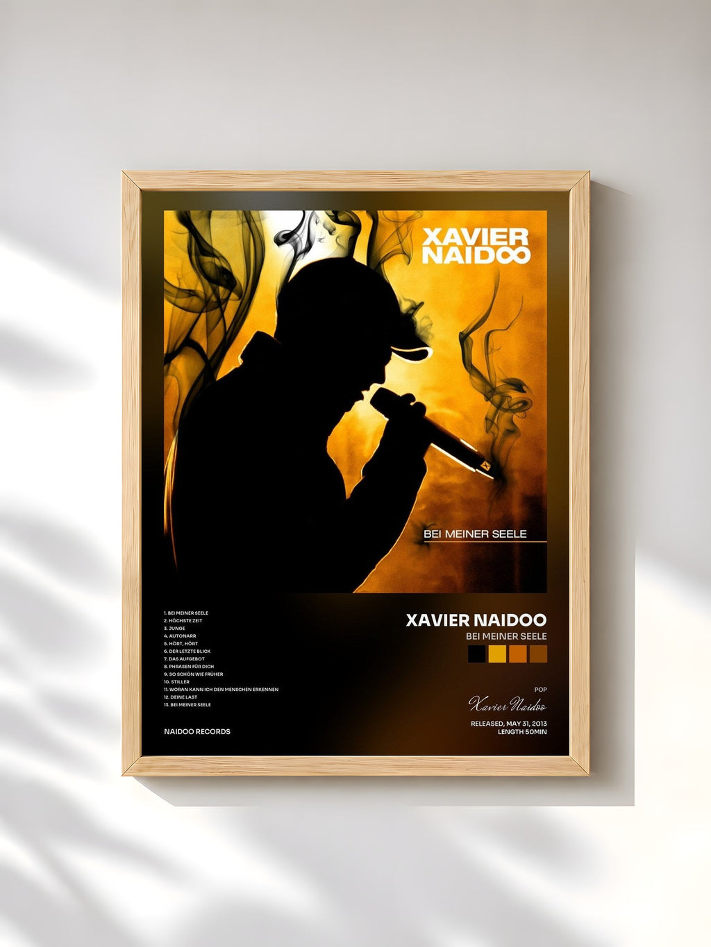 #bois Tableau de l'album Bei meiner Seele de Xavier Naidoo, cadre en bois brut, imprimé et encadré en France