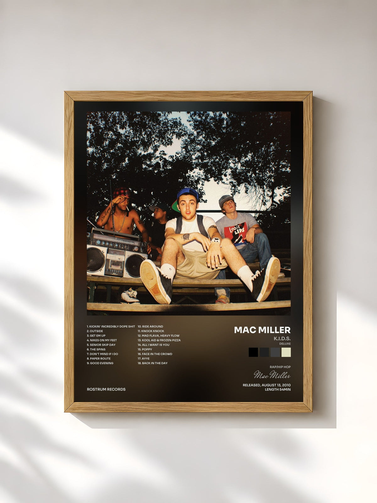 #bois Tableau de l'album K.I.D.S. (Deluxe) de Mac Miller, cadre en bois brut, imprimé et encadré en France