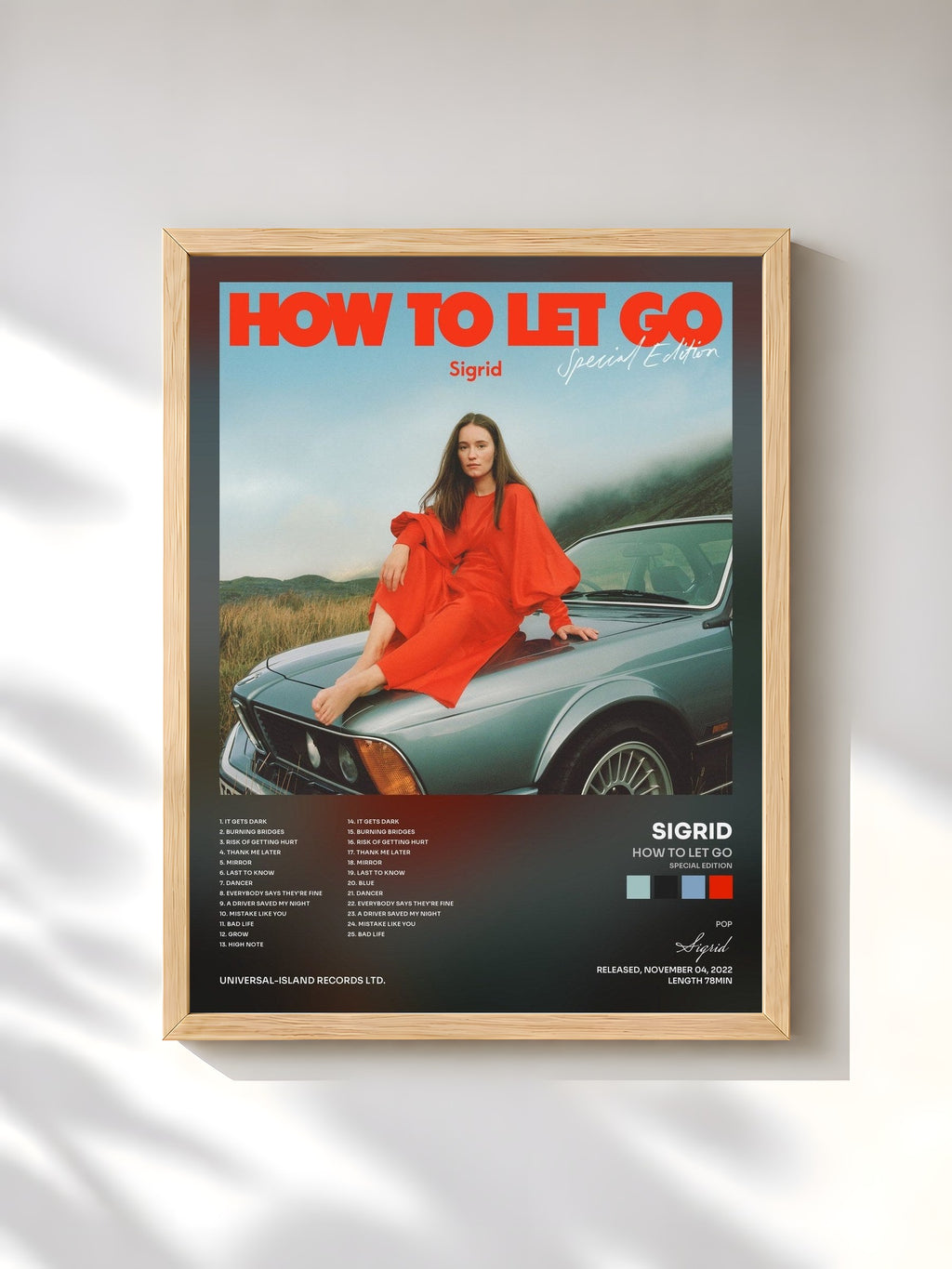 #bois Tableau de l'album How To Let Go (Special Edition) de Sigrid, cadre en bois brut, imprimé et encadré en France