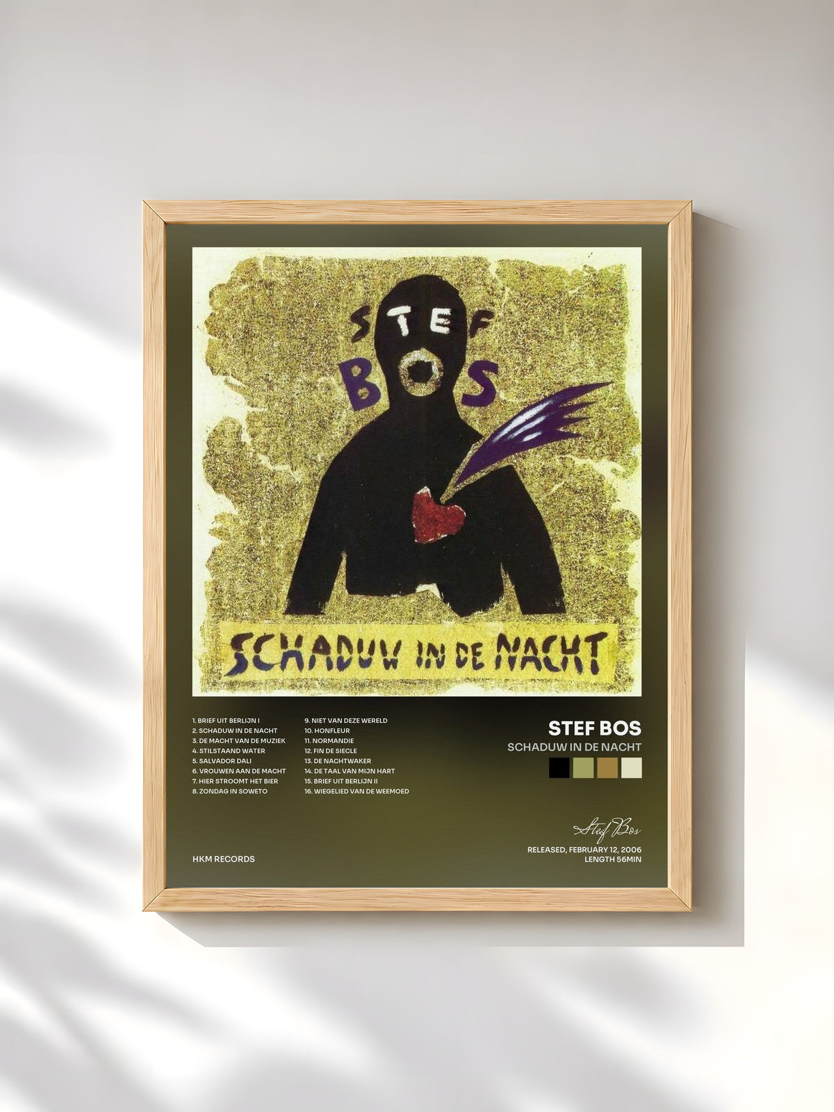 #bois Tableau de l'album Schaduw In De Nacht de Stef Bos, cadre en bois brut, imprimé et encadré en France