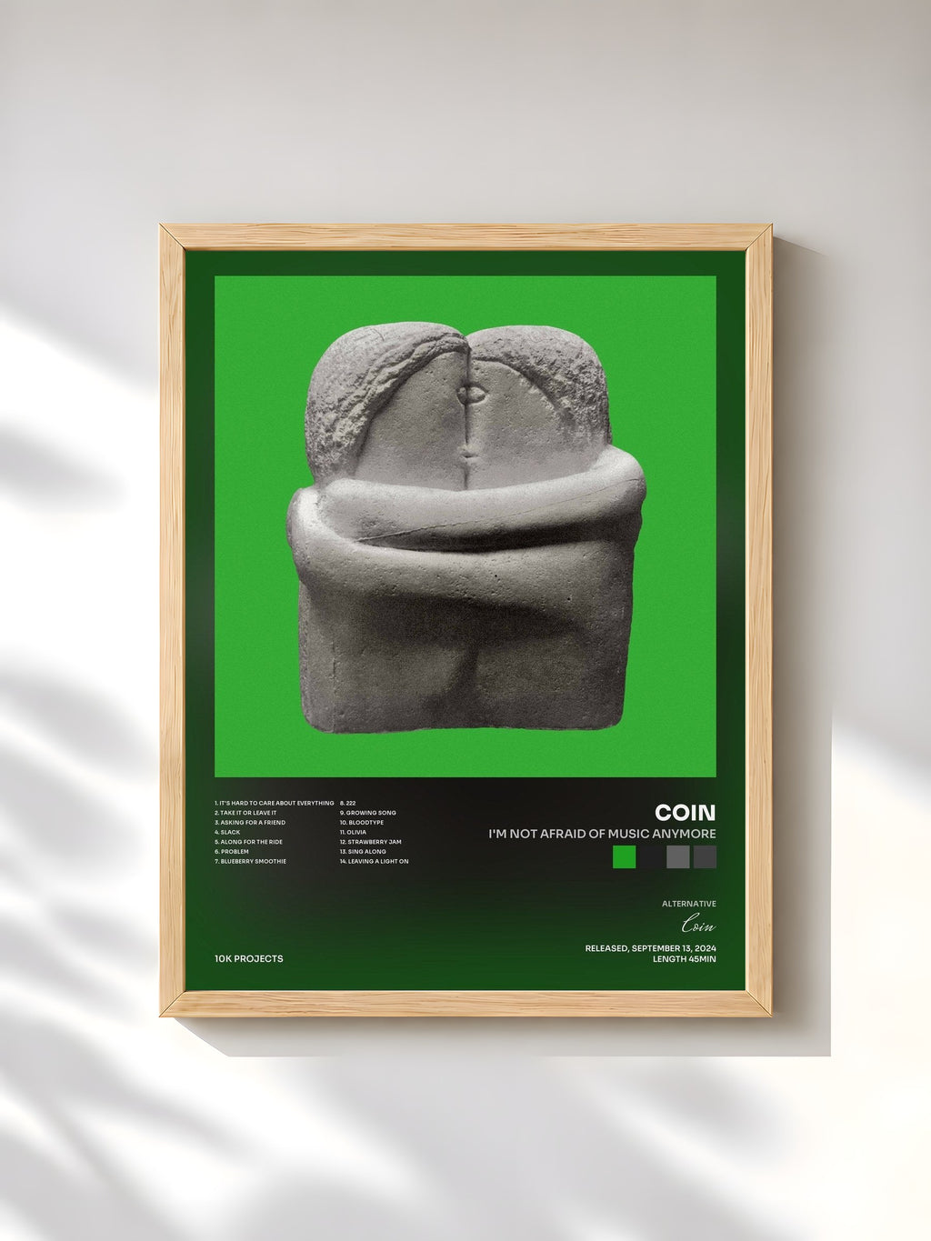 #bois Tableau de l'album I'm Not Afraid Of Music Anymore de Coin, cadre en bois brut, imprimé et encadré en France