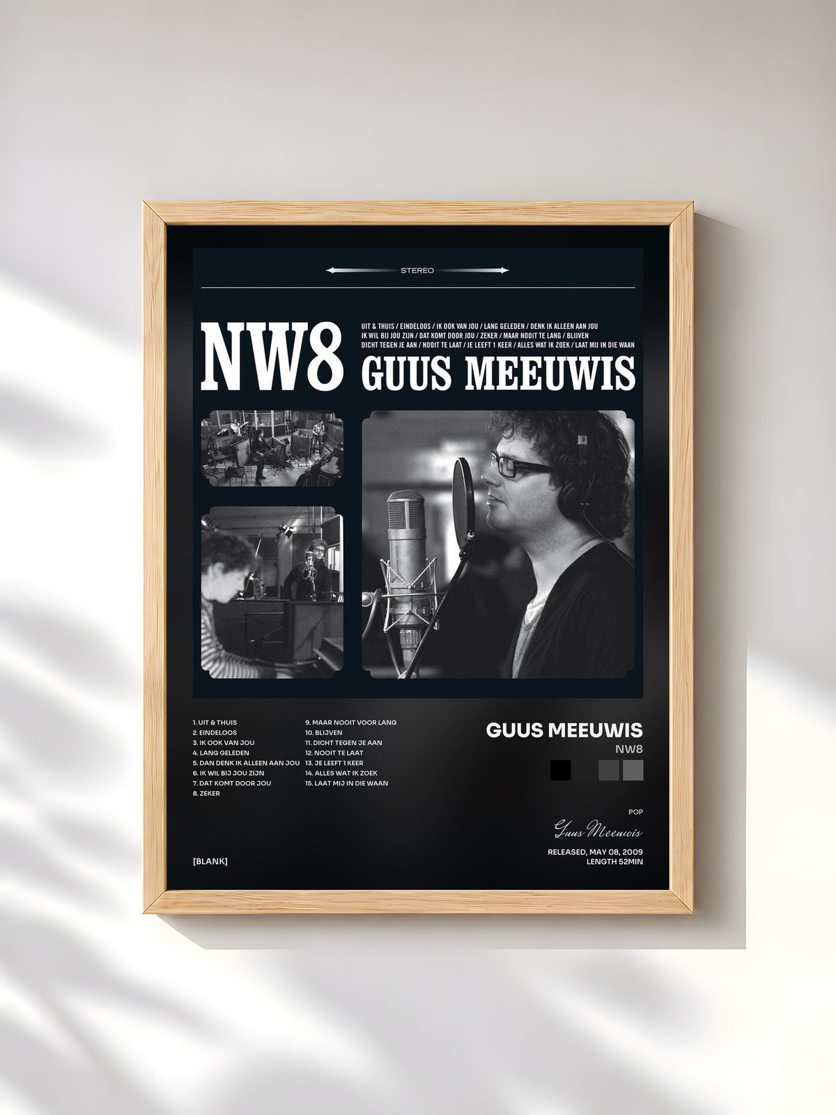 #bois Tableau de l'album NW8 de Guus Meeuwis, cadre en bois brut, imprimé et encadré en France