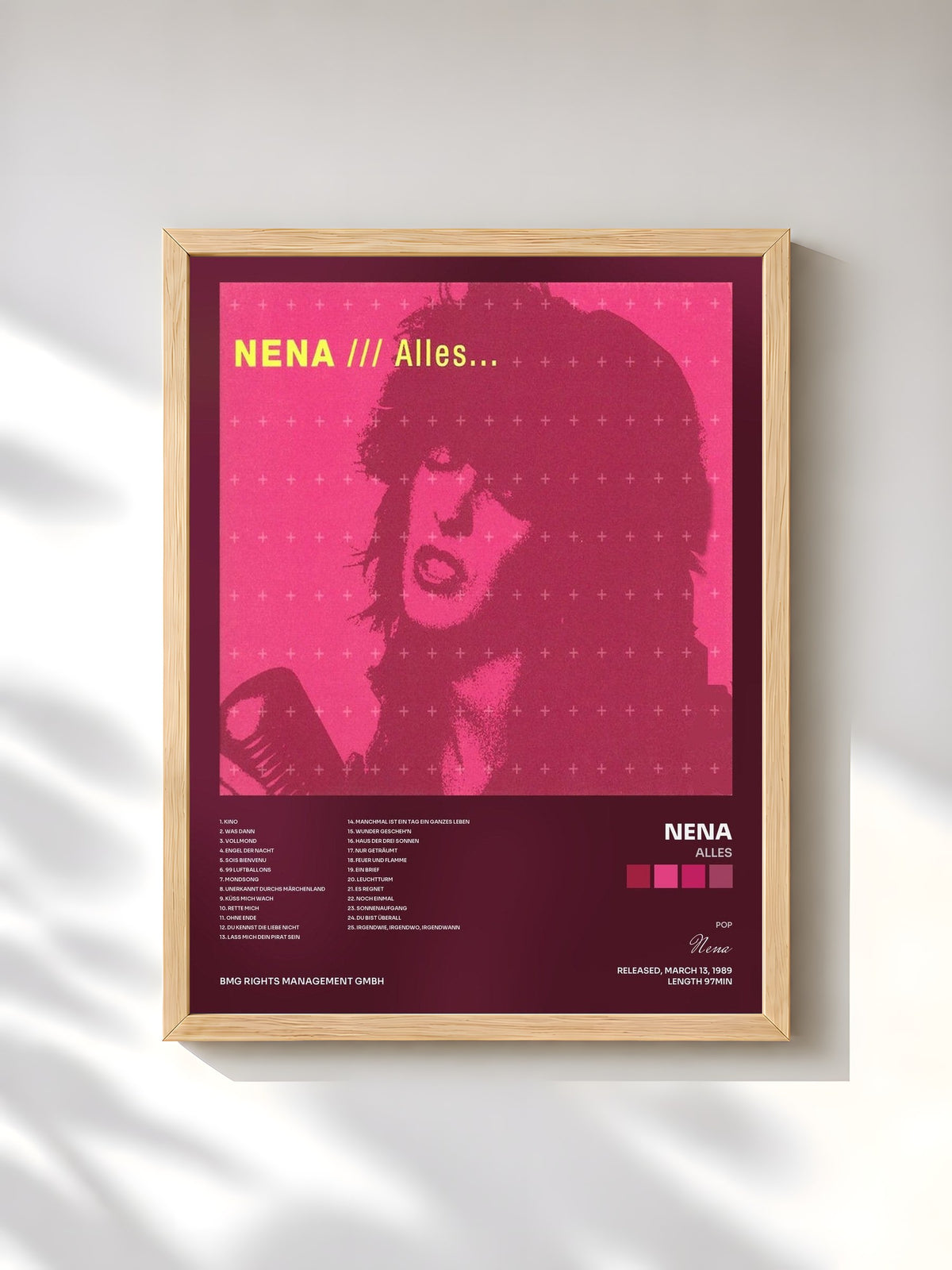 #bois Tableau de l'album Alles de Nena, cadre en bois brut, imprimé et encadré en France