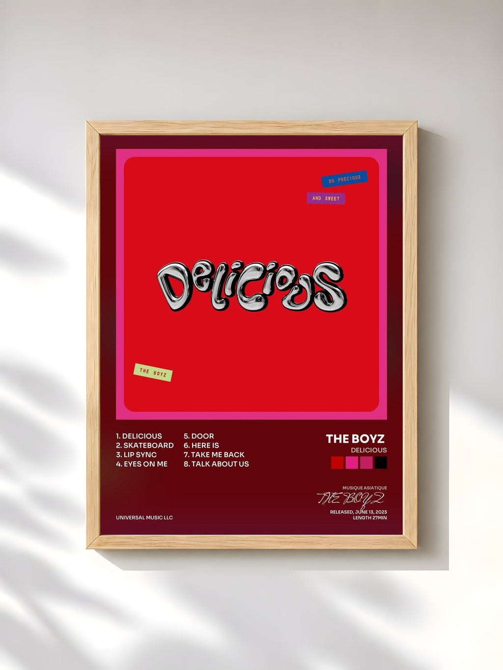 #bois Tableau de l'album Delicious de THE BOYZ , cadre en bois brut, imprimé et encadré en France