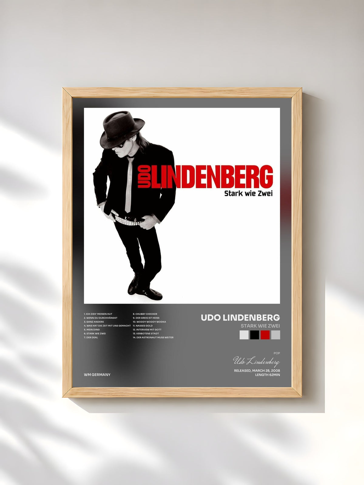 #bois Tableau de l'album Stark wie Zwei de Udo Lindenberg, cadre en bois brut, imprimé et encadré en France