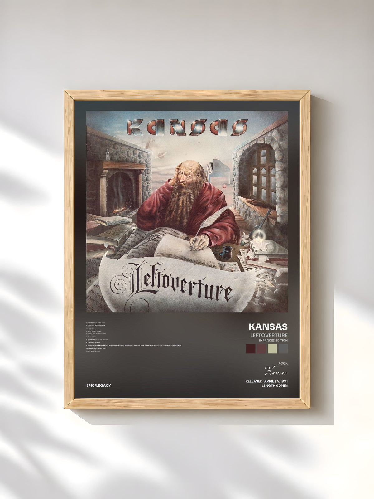 #bois Tableau de l'album Leftoverture (Expanded Edition) de Kansas, cadre en bois brut, imprimé et encadré en France
