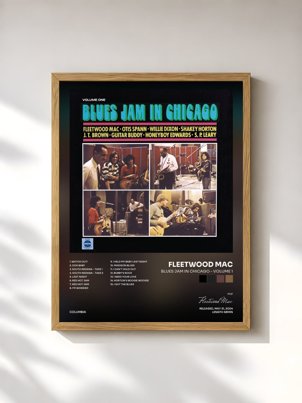 #bois Tableau de l'album Blues Jam In Chicago - Volume 1 de Fleetwood Mac, cadre en bois brut, imprimé et encadré en France