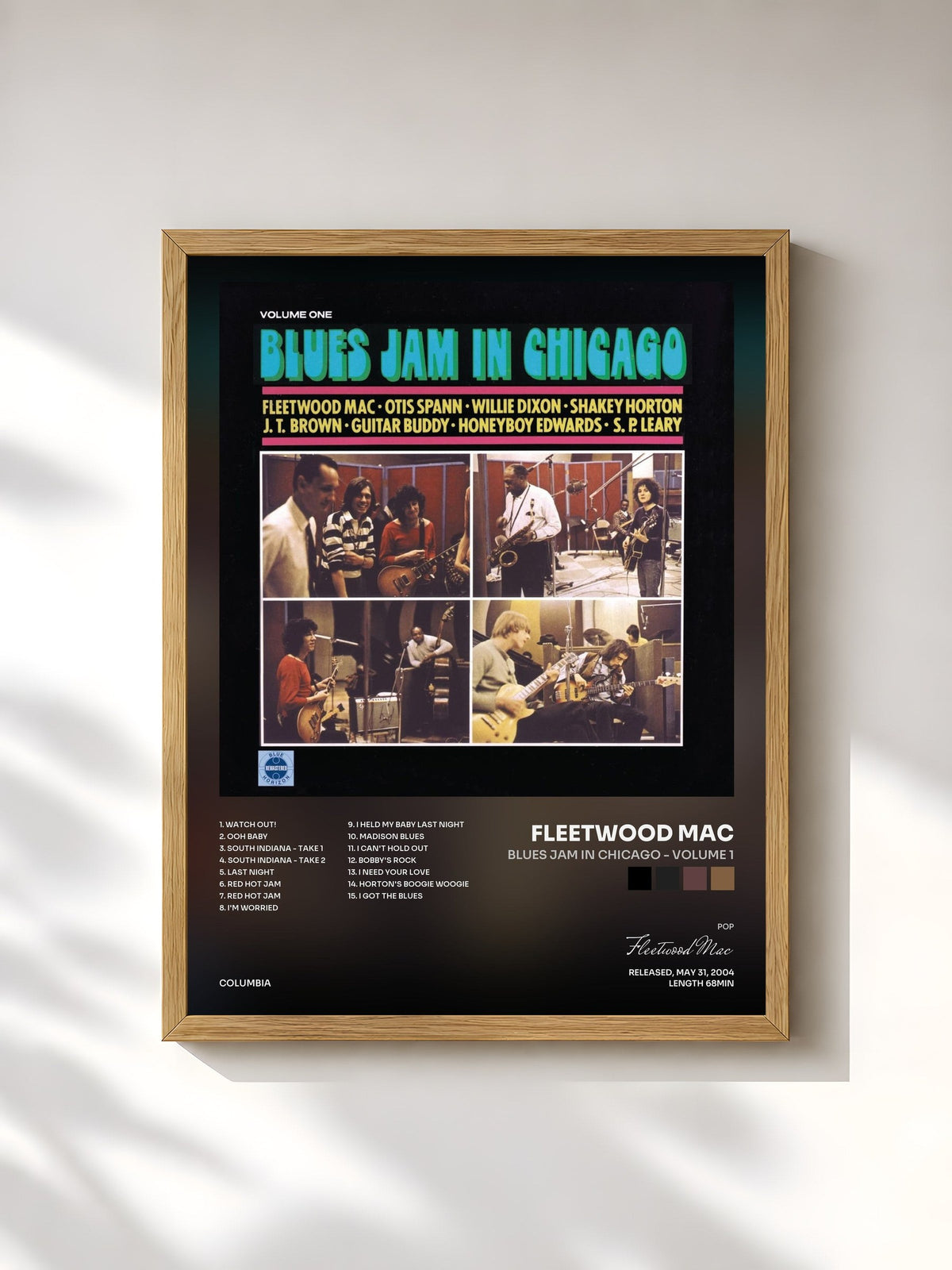 #bois Tableau de l'album Blues Jam In Chicago - Volume 1 de Fleetwood Mac, cadre en bois brut, imprimé et encadré en France