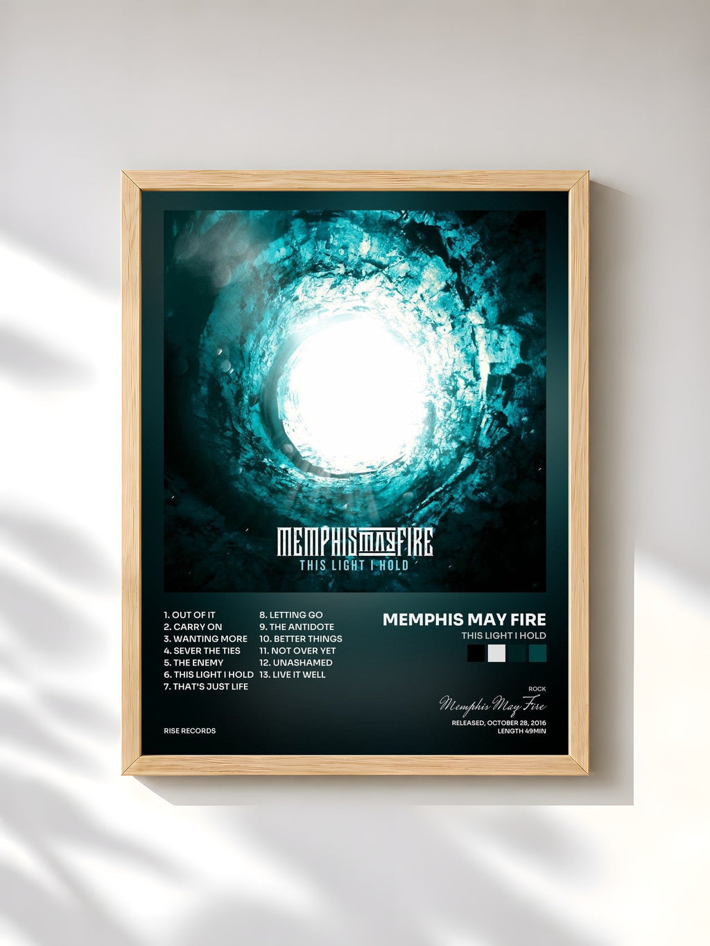 #bois Tableau de l'album This Light I Hold de Memphis May Fire, cadre en bois brut, imprimé et encadré en France