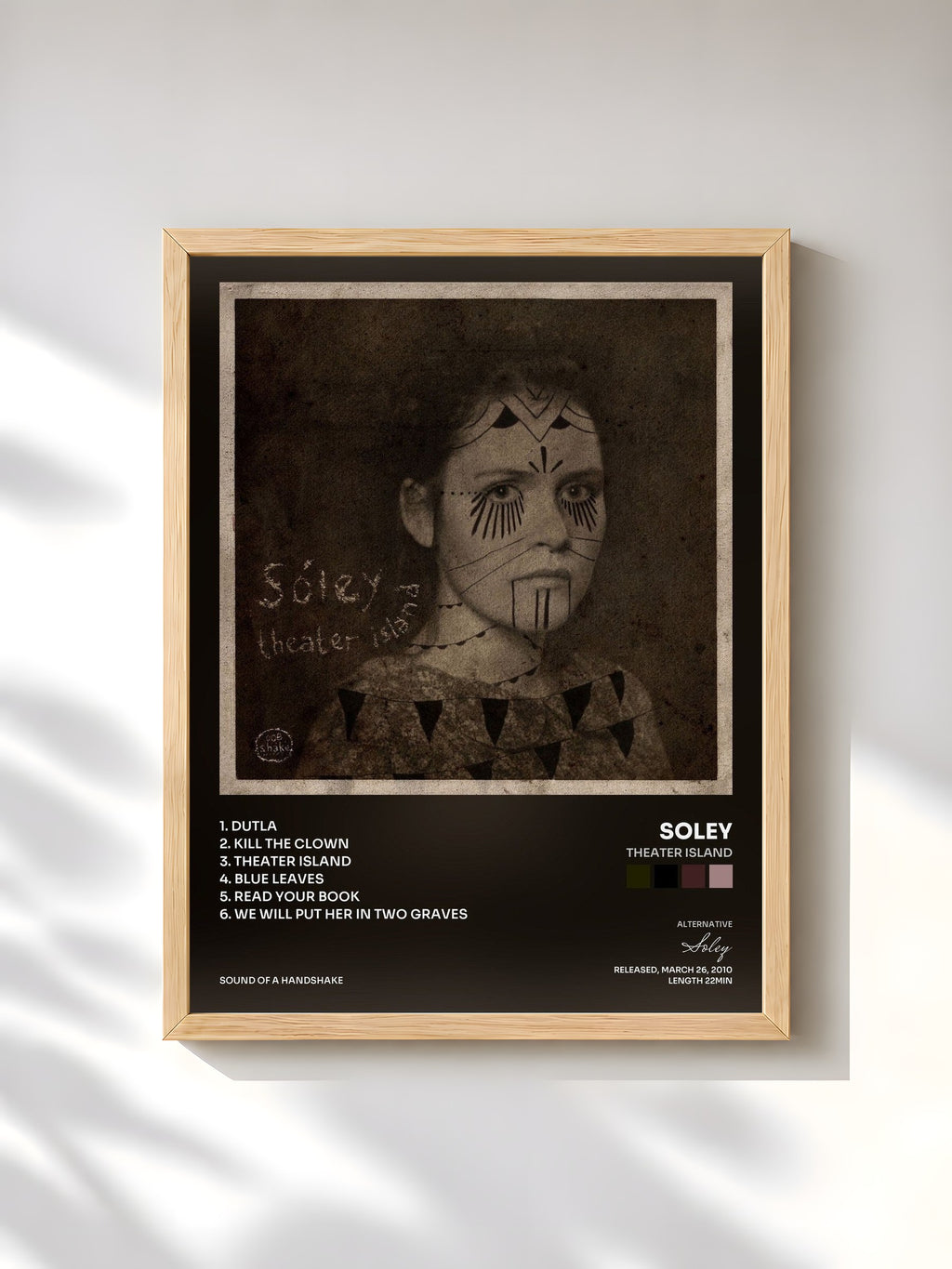 #bois Tableau de l'album Theater Island de Soley, cadre en bois brut, imprimé et encadré en France