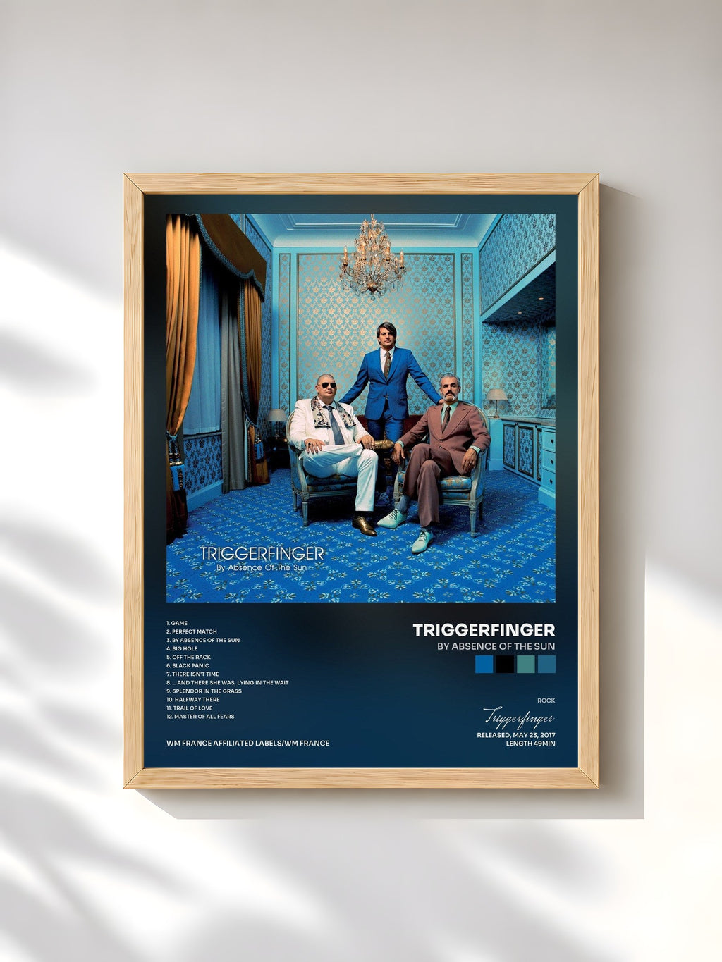 #bois Tableau de l'album By Absence Of The Sun de Triggerfinger, cadre en bois brut, imprimé et encadré en France