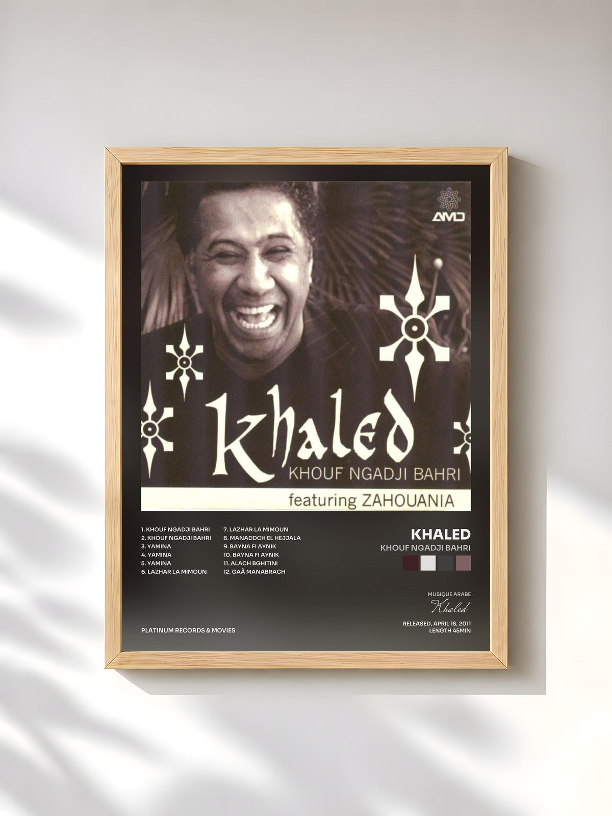 #bois Tableau de l'album Khouf ngadji bahri de Khaled, cadre en bois brut, imprimé et encadré en France