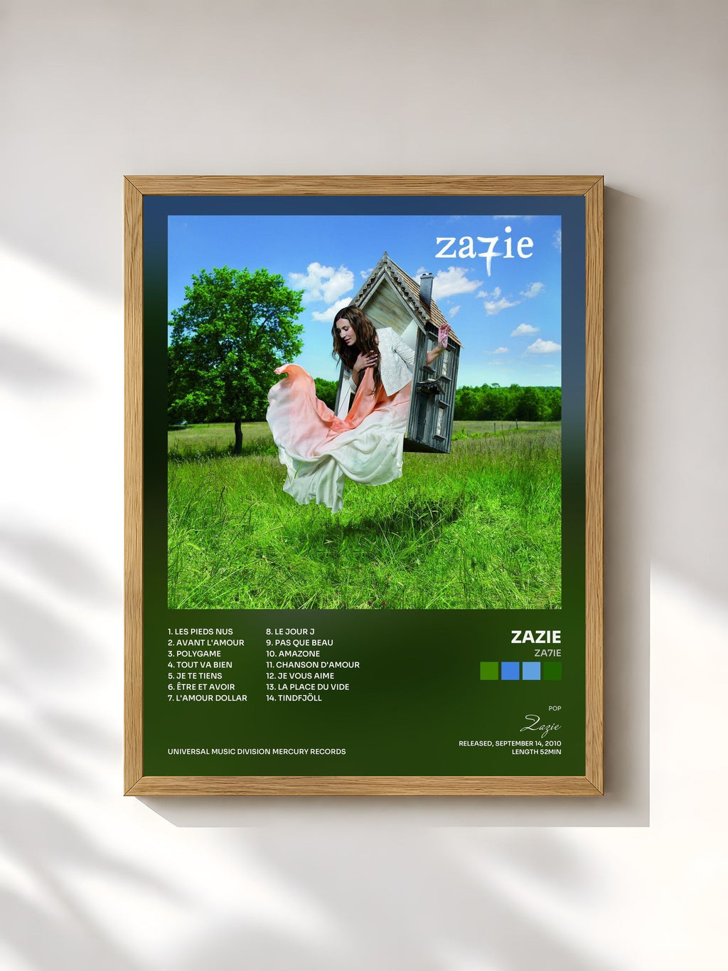 #bois Tableau de l'album Za7ie de Zazie, cadre en bois brut, imprimé et encadré en France
