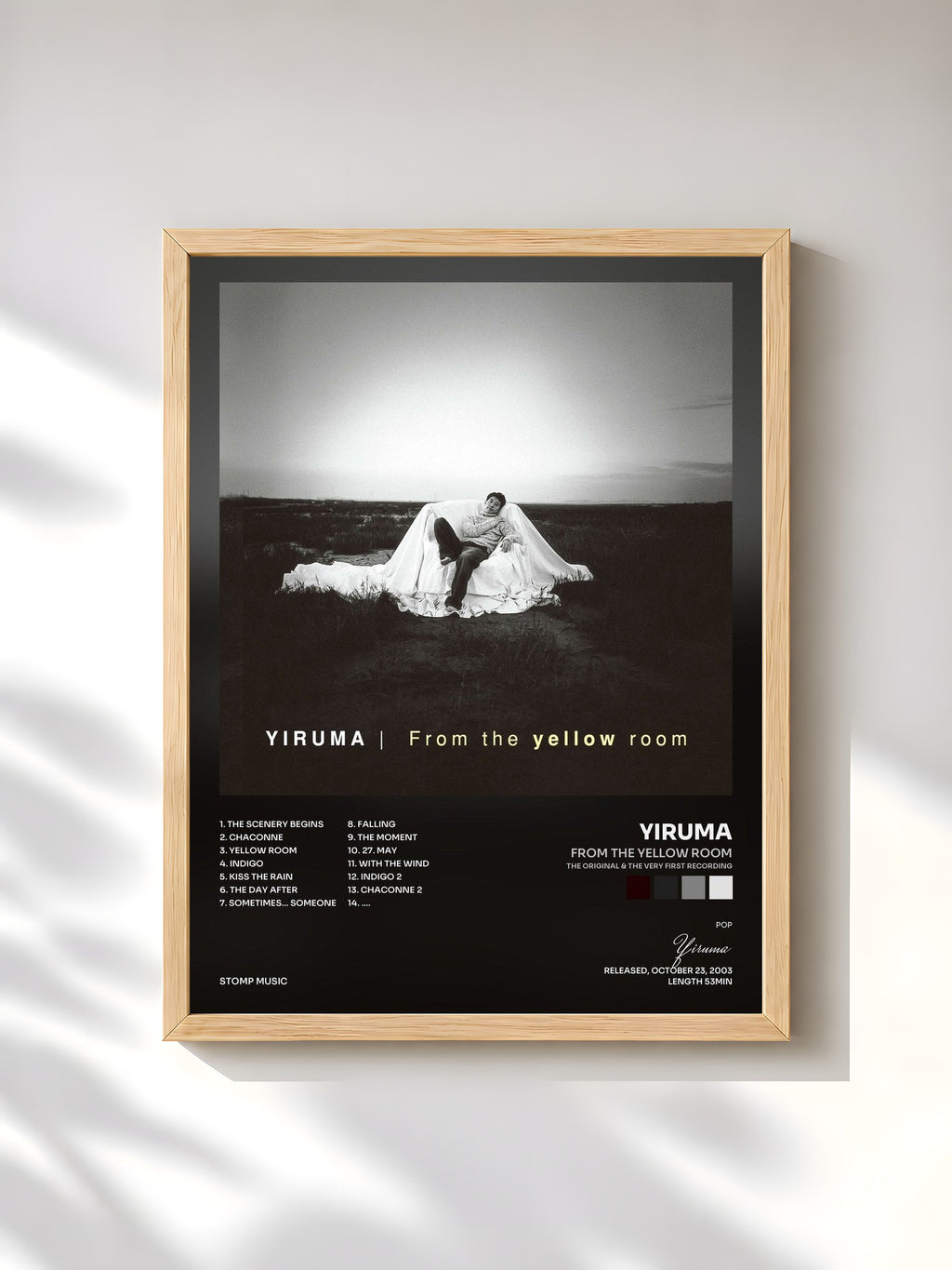 #bois Tableau de l'album From The Yellow Room (The Original & the Very First Recording) de Yiruma, cadre en bois brut, imprimé et encadré en France