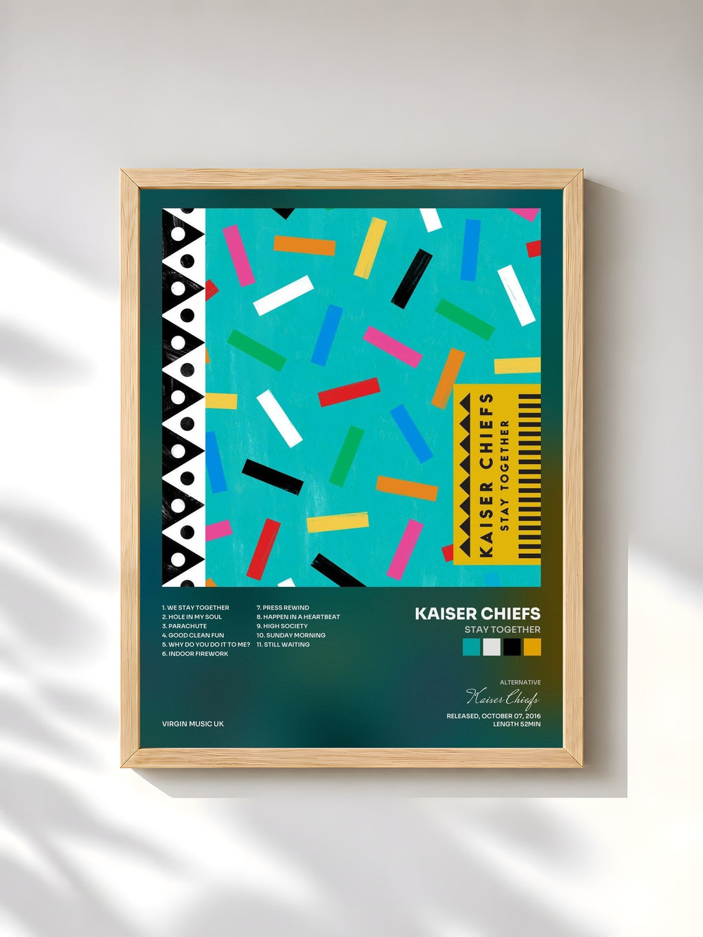 #bois Tableau de l'album Stay Together de Kaiser Chiefs, cadre en bois brut, imprimé et encadré en France