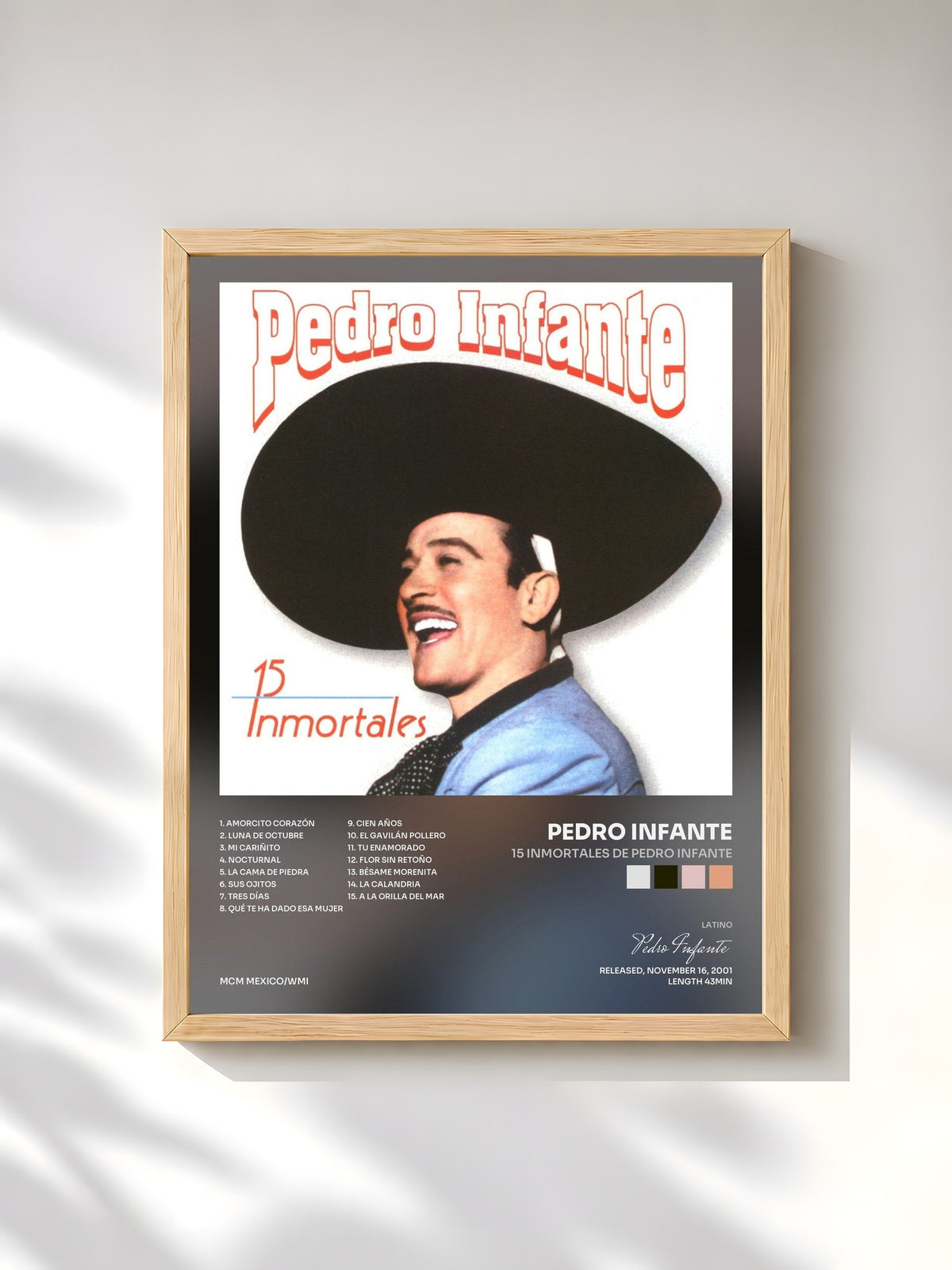 #bois Tableau de l'album 15 Inmortales de Pedro Infante de Pedro Infante, cadre en bois brut, imprimé et encadré en France