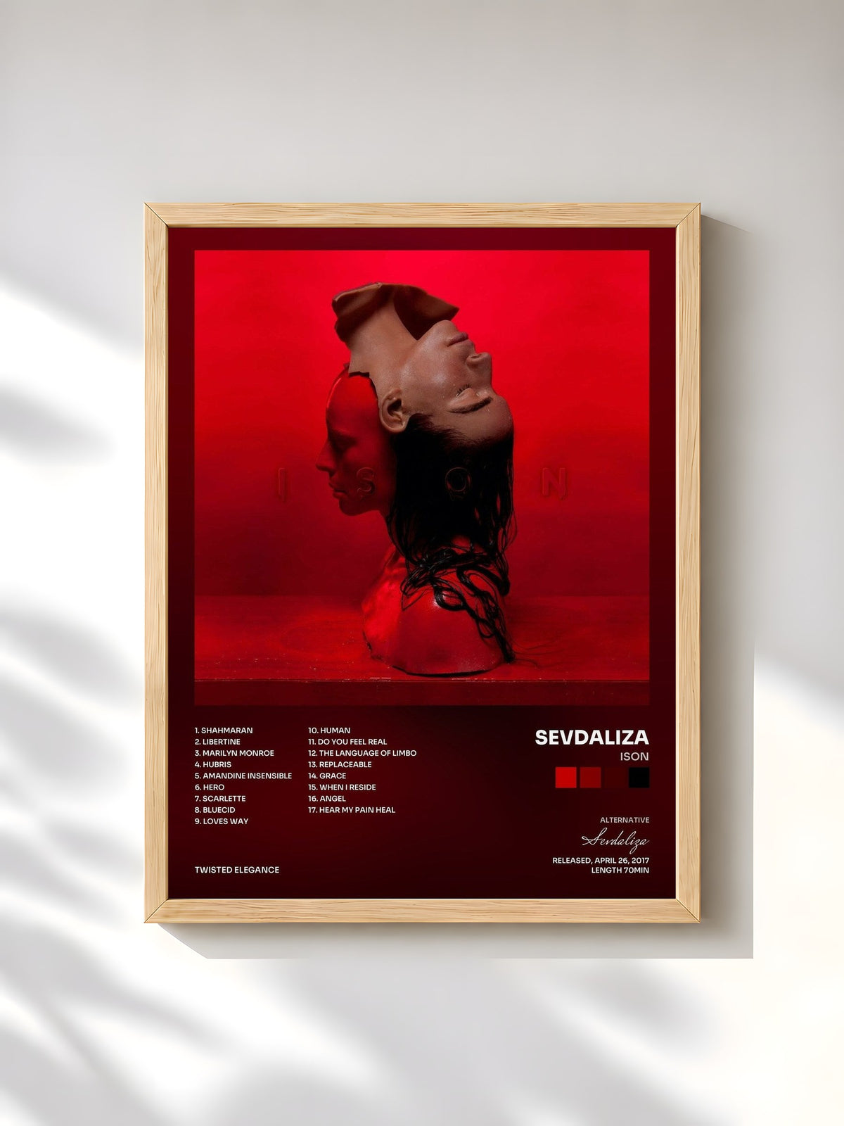 #bois Tableau de l'album Ison de Sevdaliza, cadre en bois brut, imprimé et encadré en France