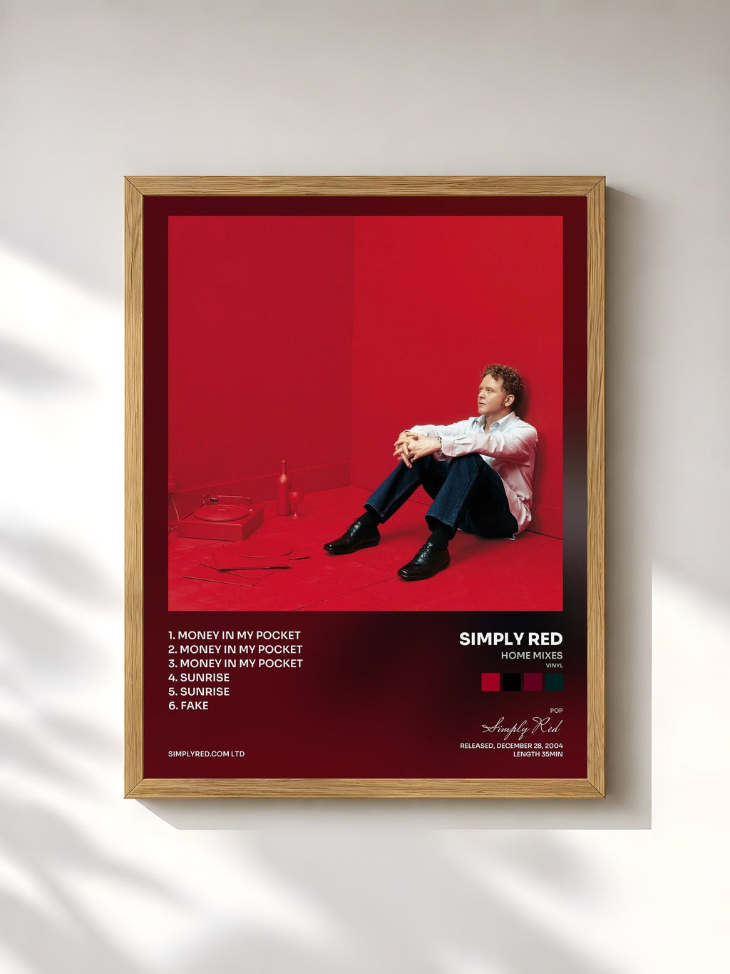 #bois Tableau de l'album Home Mixes (Vinyl) de Simply Red, cadre en bois brut, imprimé et encadré en France