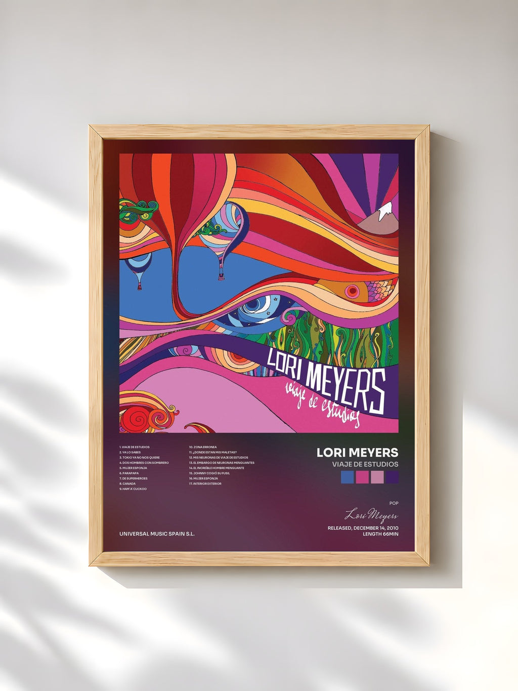 #bois Tableau de l'album Viaje De Estudios de Lori Meyers, cadre en bois brut, imprimé et encadré en France