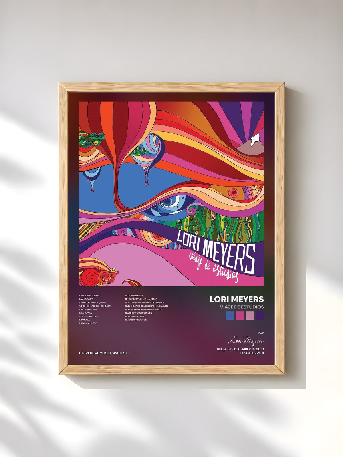 #bois Tableau de l'album Viaje De Estudios de Lori Meyers, cadre en bois brut, imprimé et encadré en France