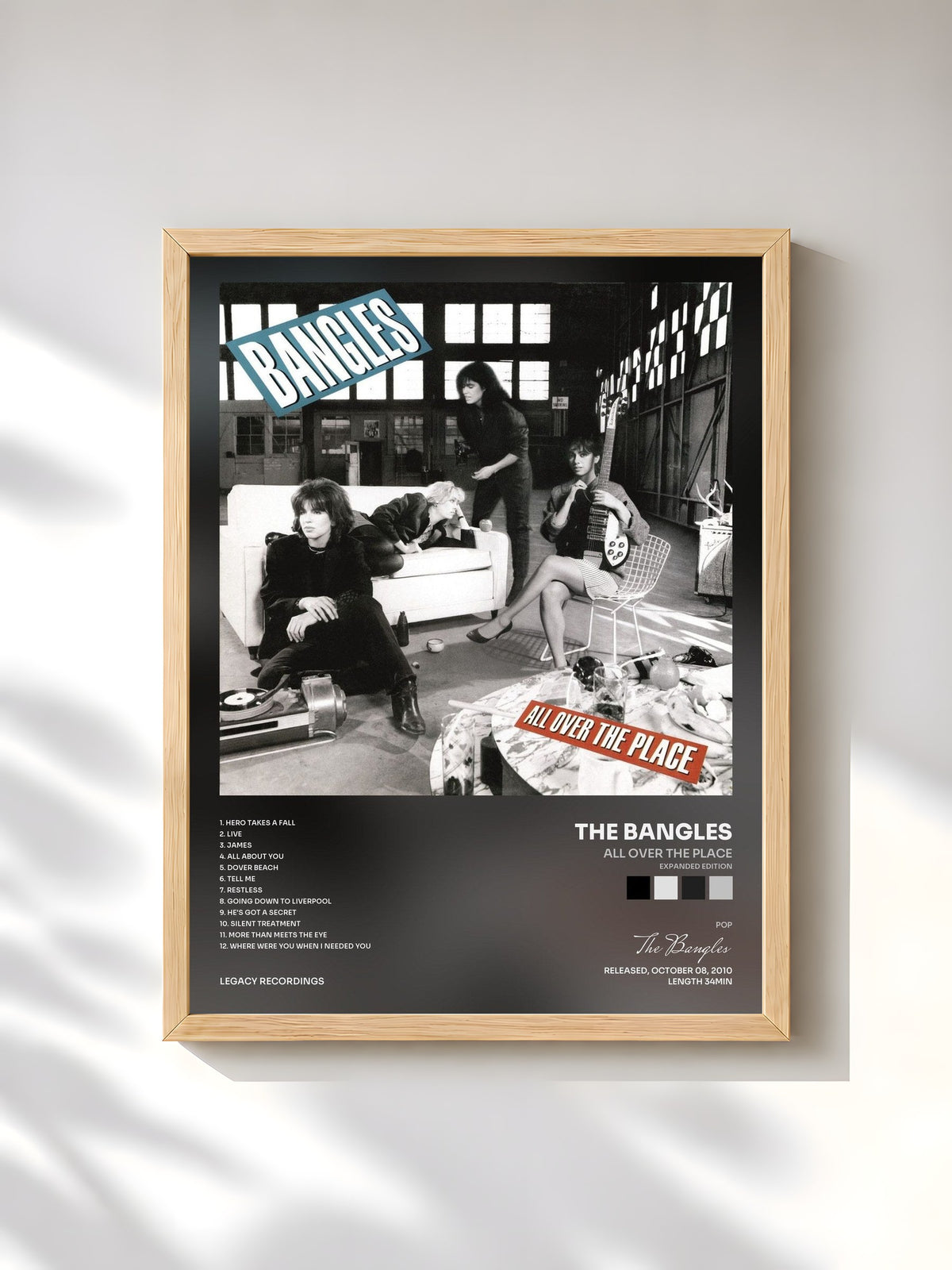 #bois Tableau de l'album All Over the Place (Expanded Edition) de The Bangles, cadre en bois brut, imprimé et encadré en France