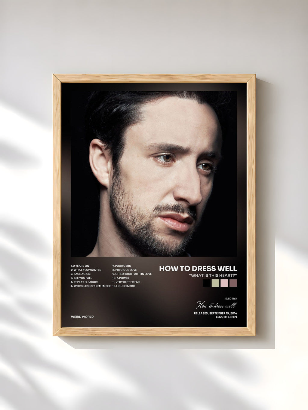 #bois Tableau de l'album "What Is This Heart?" de How to dress well, cadre en bois brut, imprimé et encadré en France