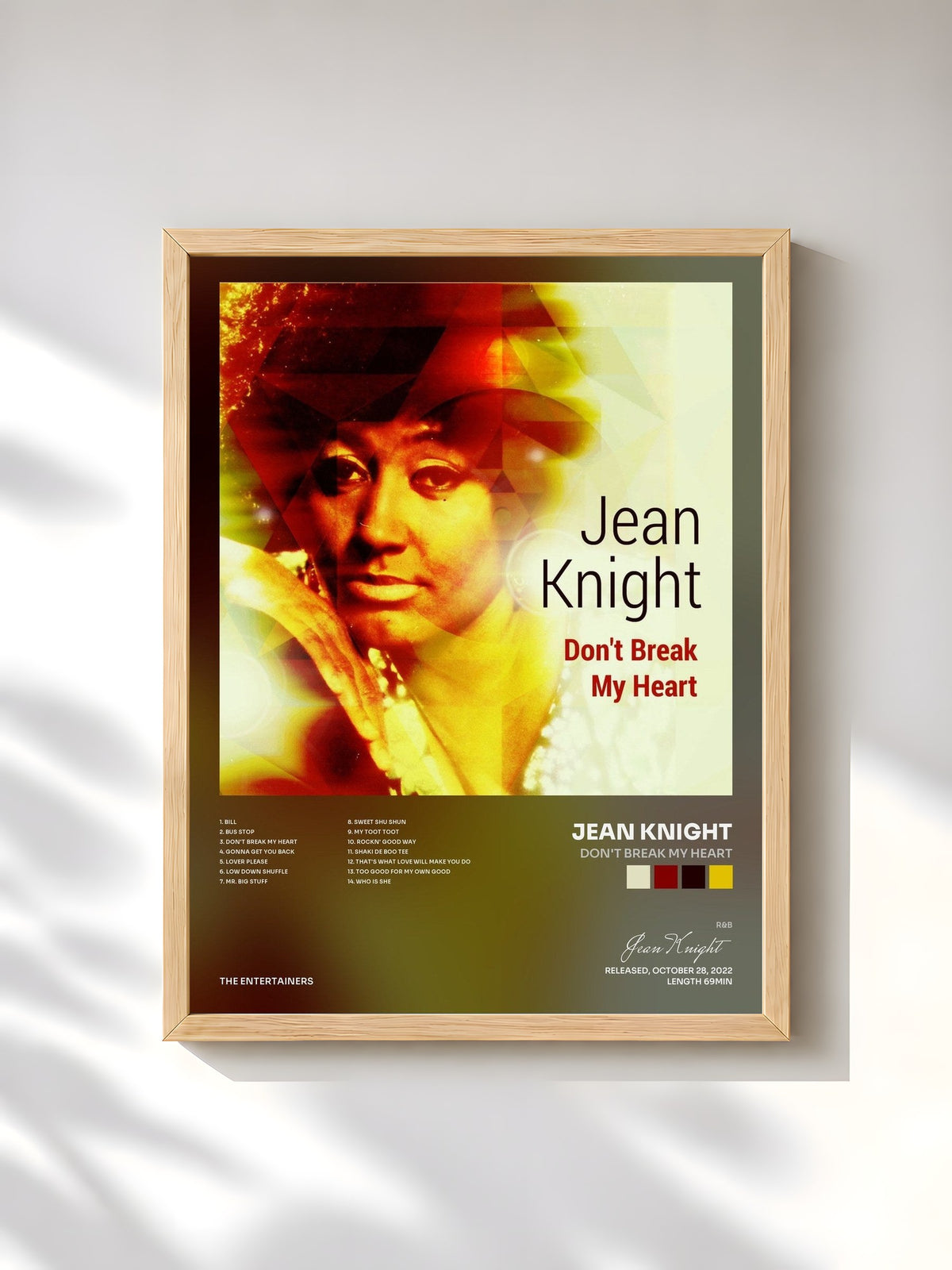 #bois Tableau de l'album Don't Break My Heart de Jean Knight, cadre en bois brut, imprimé et encadré en France