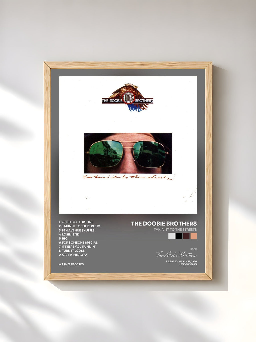 #bois Tableau de l'album Takin' It to the Streets de The Doobie Brothers, cadre en bois brut, imprimé et encadré en France