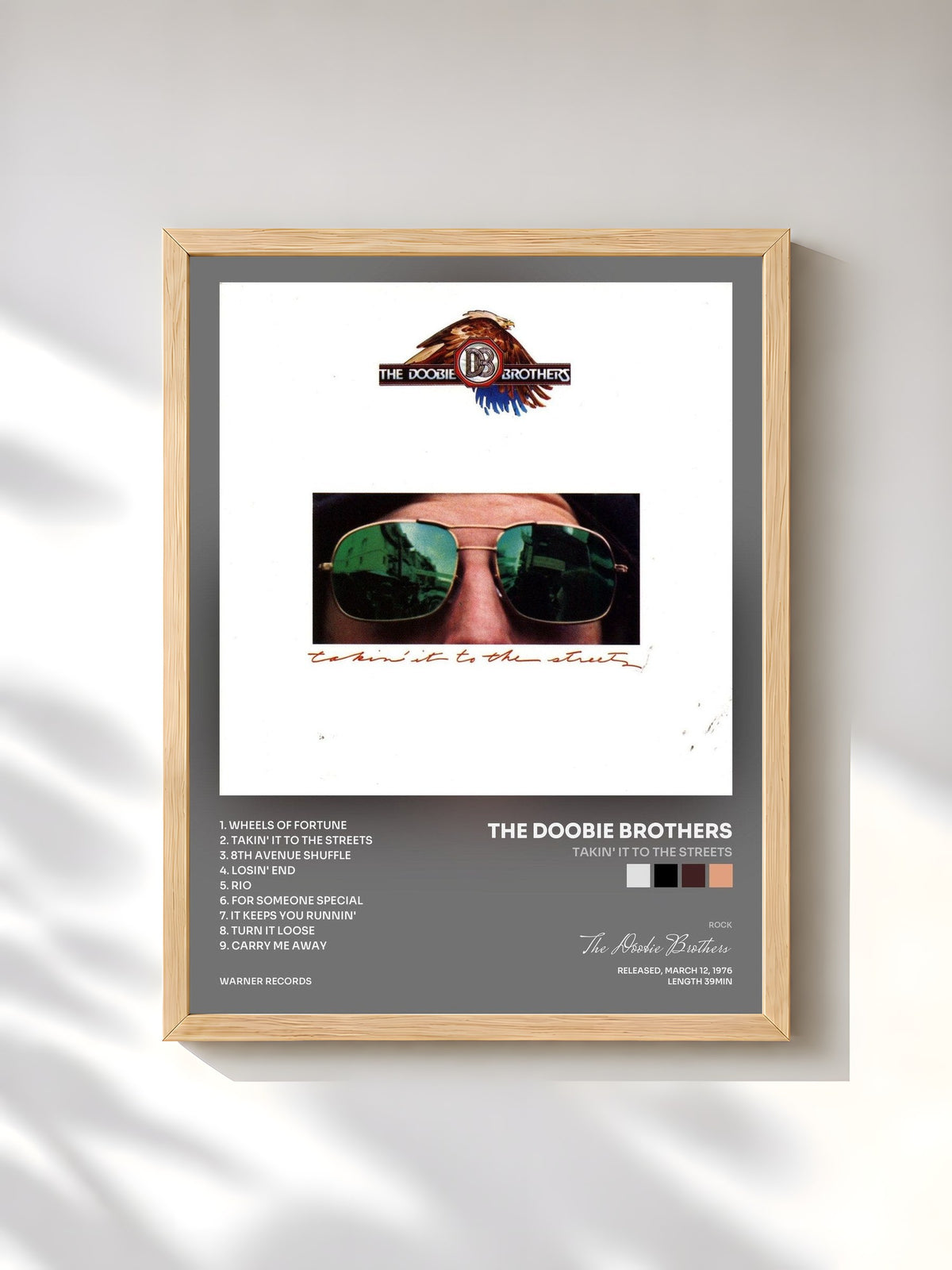 #bois Tableau de l'album Takin' It to the Streets de The Doobie Brothers, cadre en bois brut, imprimé et encadré en France
