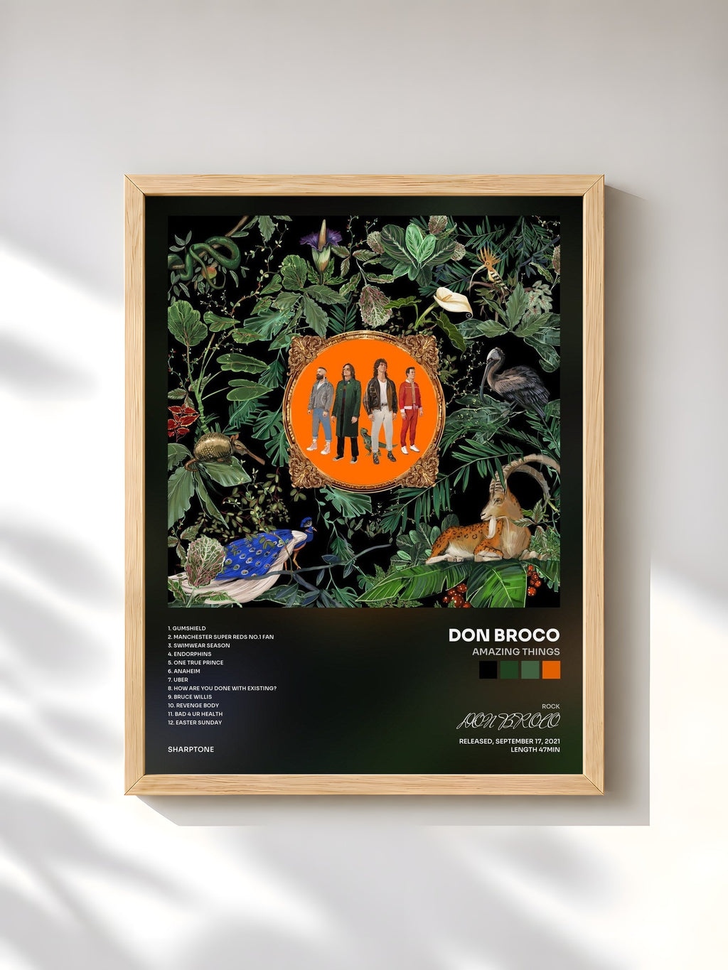 #bois Tableau de l'album Amazing Things de DON BROCO, cadre en bois brut, imprimé et encadré en France