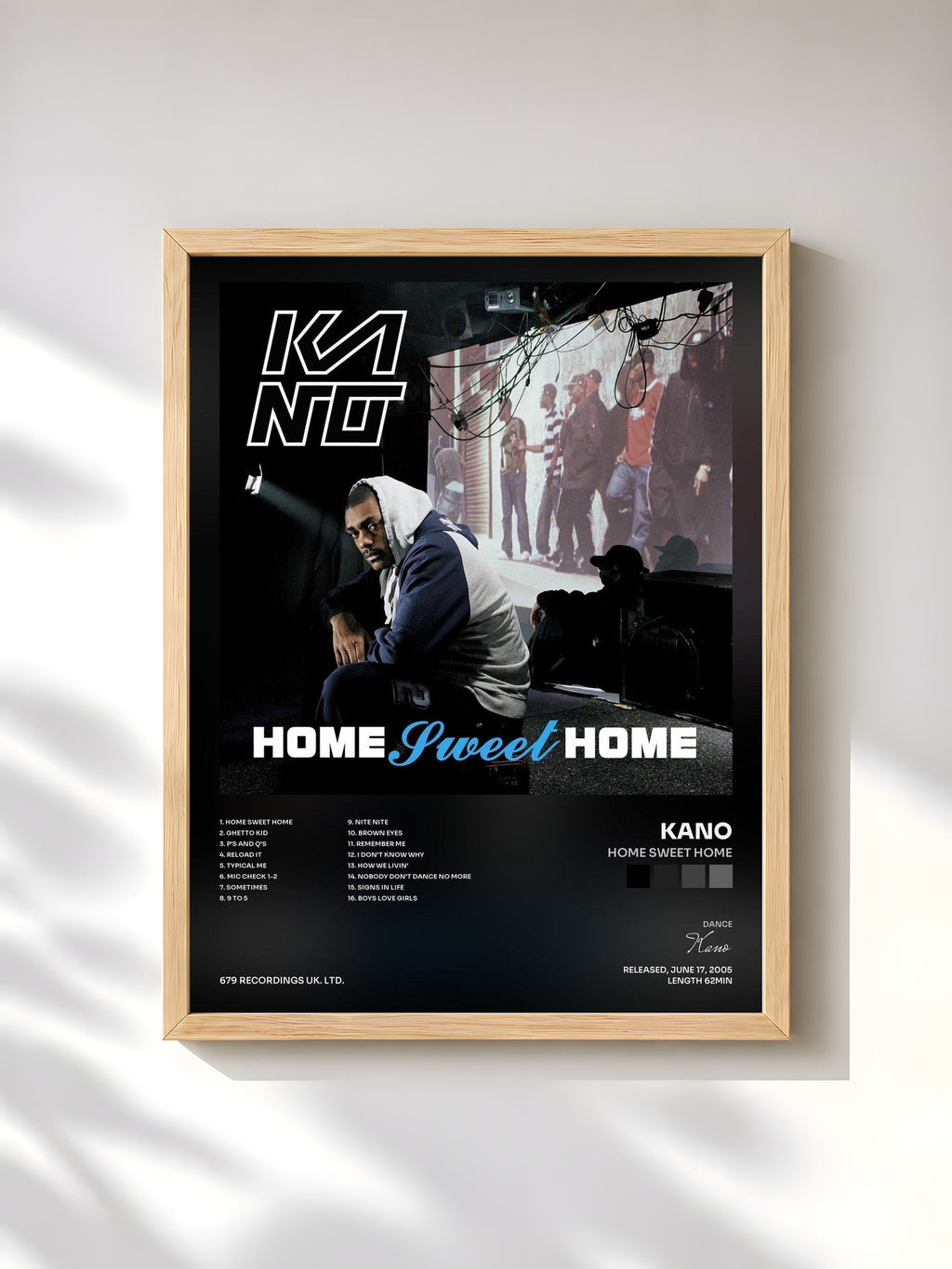 #bois Tableau de l'album Home Sweet Home de Kano, cadre en bois brut, imprimé et encadré en France