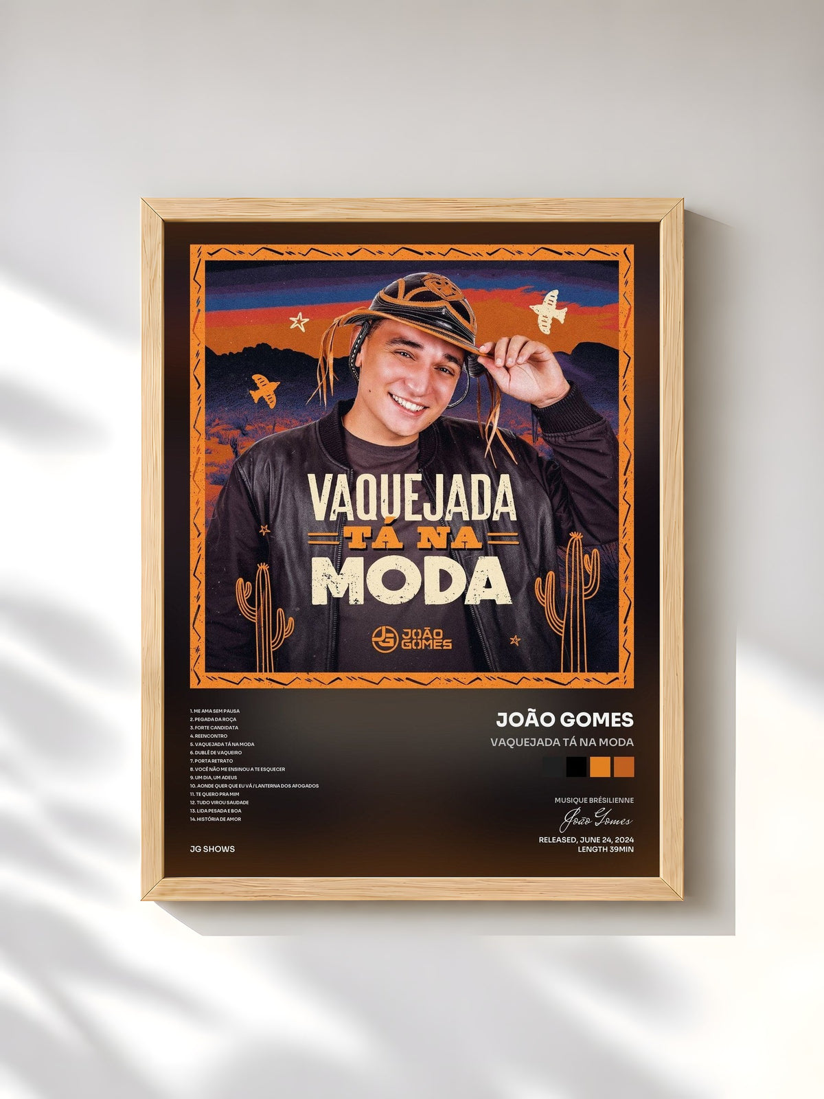 #bois Tableau de l'album Vaquejada Tá na Moda de João Gomes, cadre en bois brut, imprimé et encadré en France