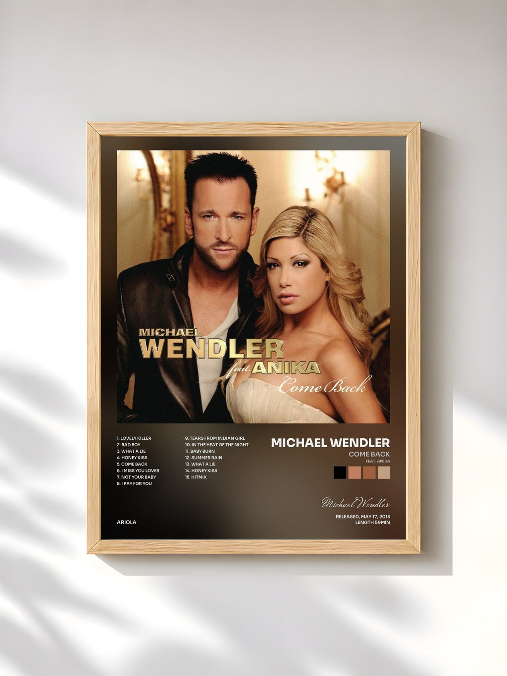 #bois Tableau de l'album Come Back (feat. Anika) de Michael Wendler, cadre en bois brut, imprimé et encadré en France