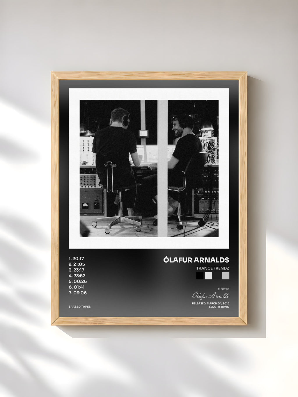 #bois Tableau de l'album Trance Frendz de Ólafur Arnalds, cadre en bois brut, imprimé et encadré en France