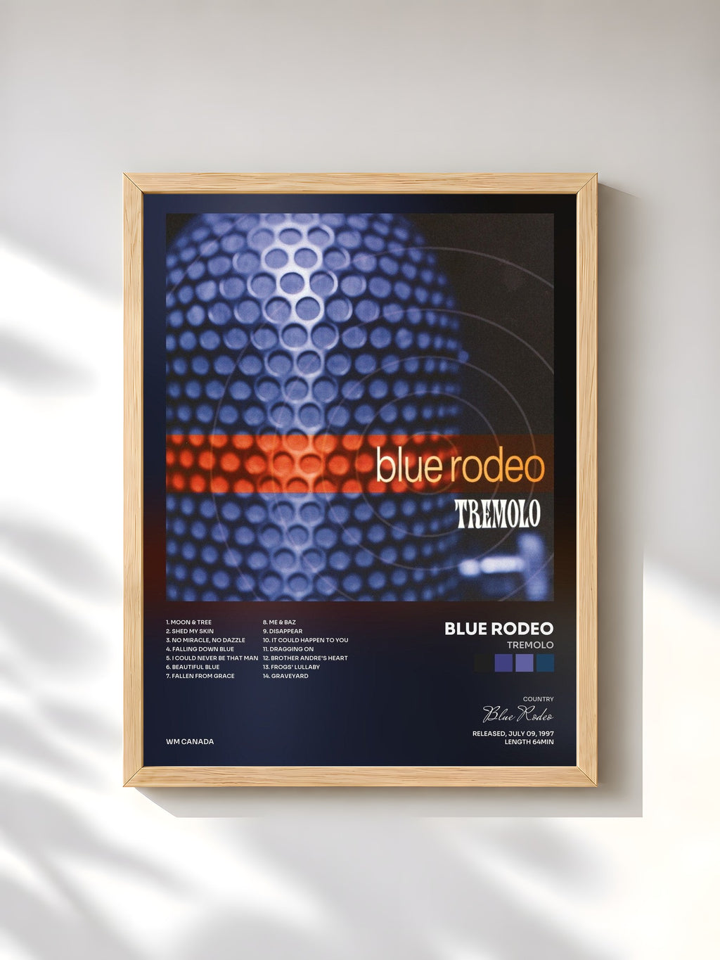 #bois Tableau de l'album Tremolo de Blue Rodeo, cadre en bois brut, imprimé et encadré en France