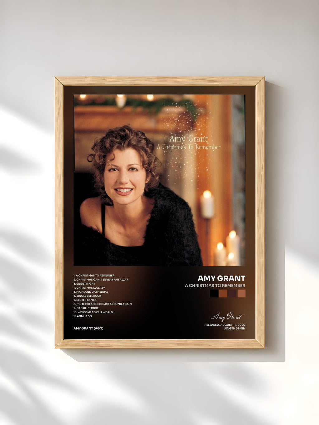 #bois Tableau de l'album A Christmas To Remember de Amy Grant, cadre en bois brut, imprimé et encadré en France