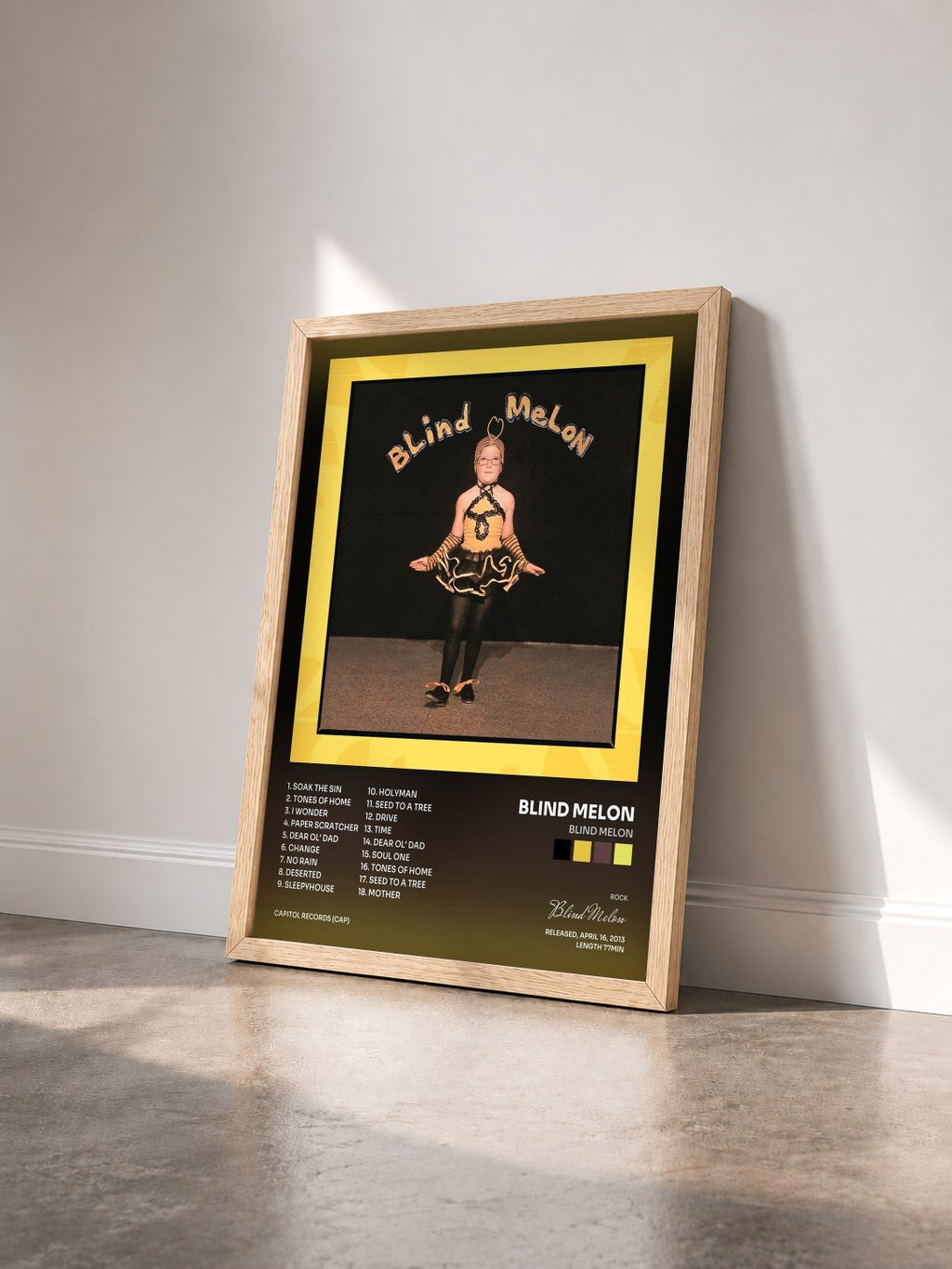#bois Tableau de l'album Blind Melon de Blind Melon vu de trois quarts, cadre en bois brut