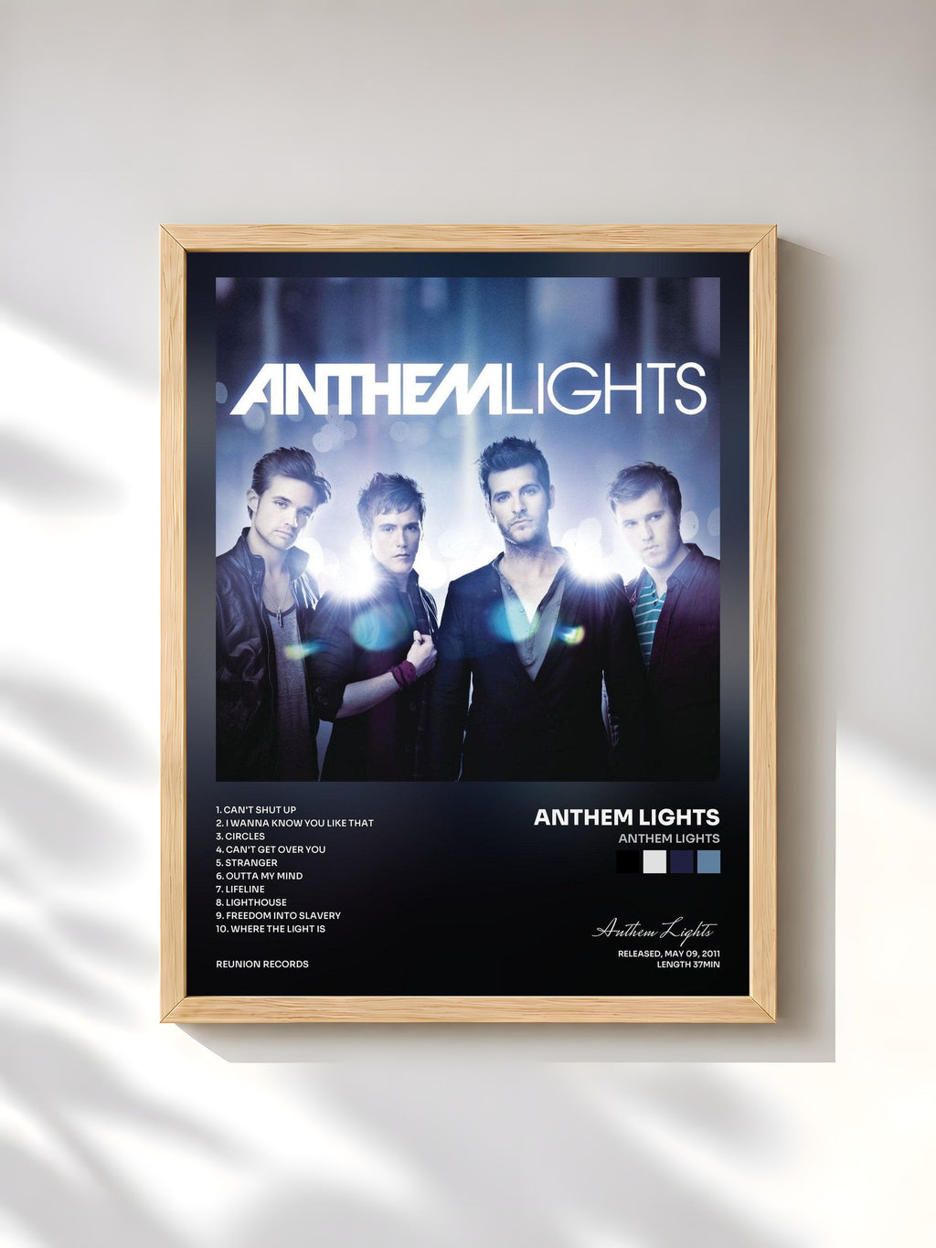 #bois Tableau de l'album Anthem Lights de Anthem Lights, cadre en bois brut, imprimé et encadré en France