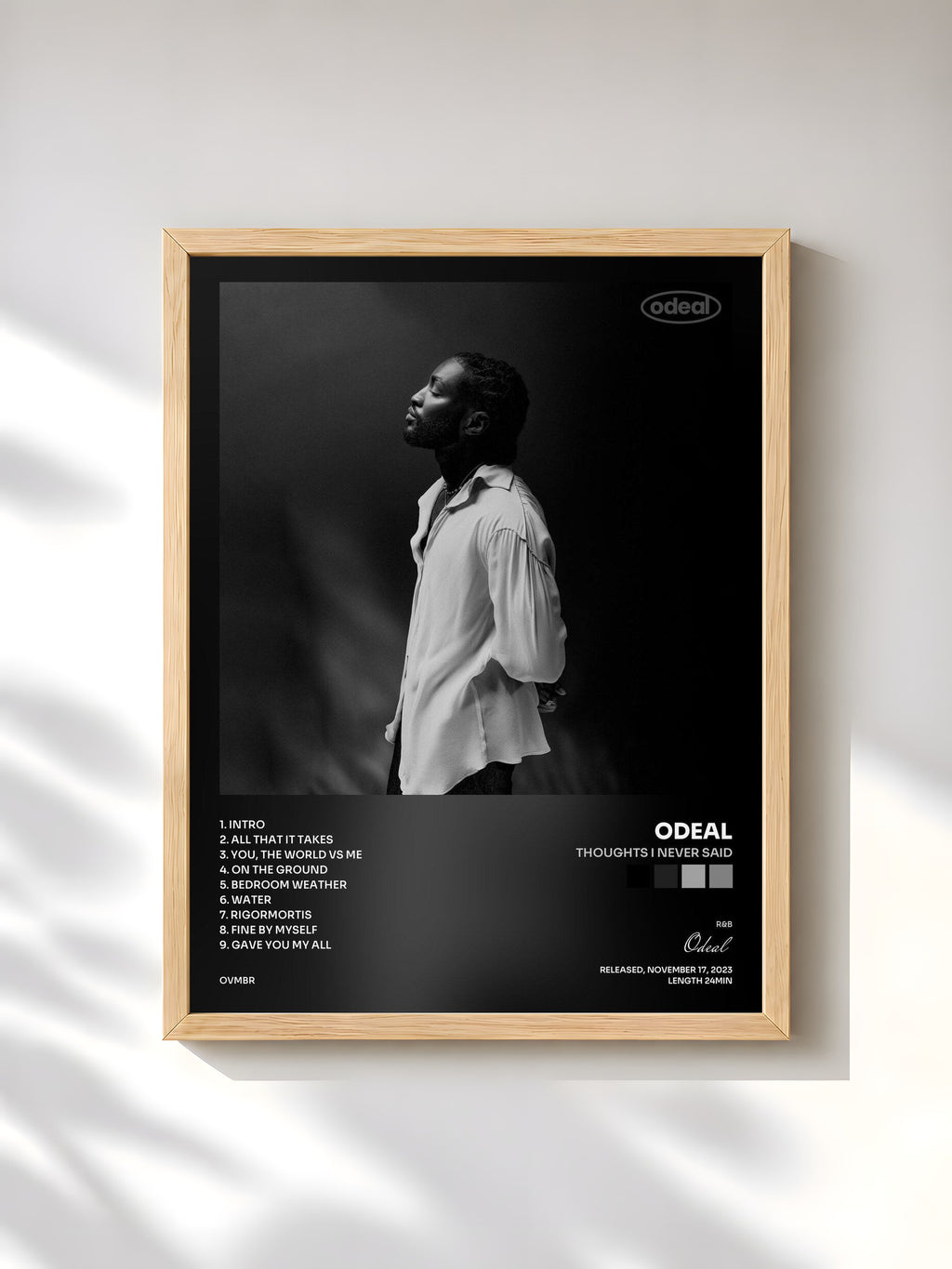 #bois Tableau de l'album Thoughts I Never Said de Odeal, cadre en bois brut, imprimé et encadré en France