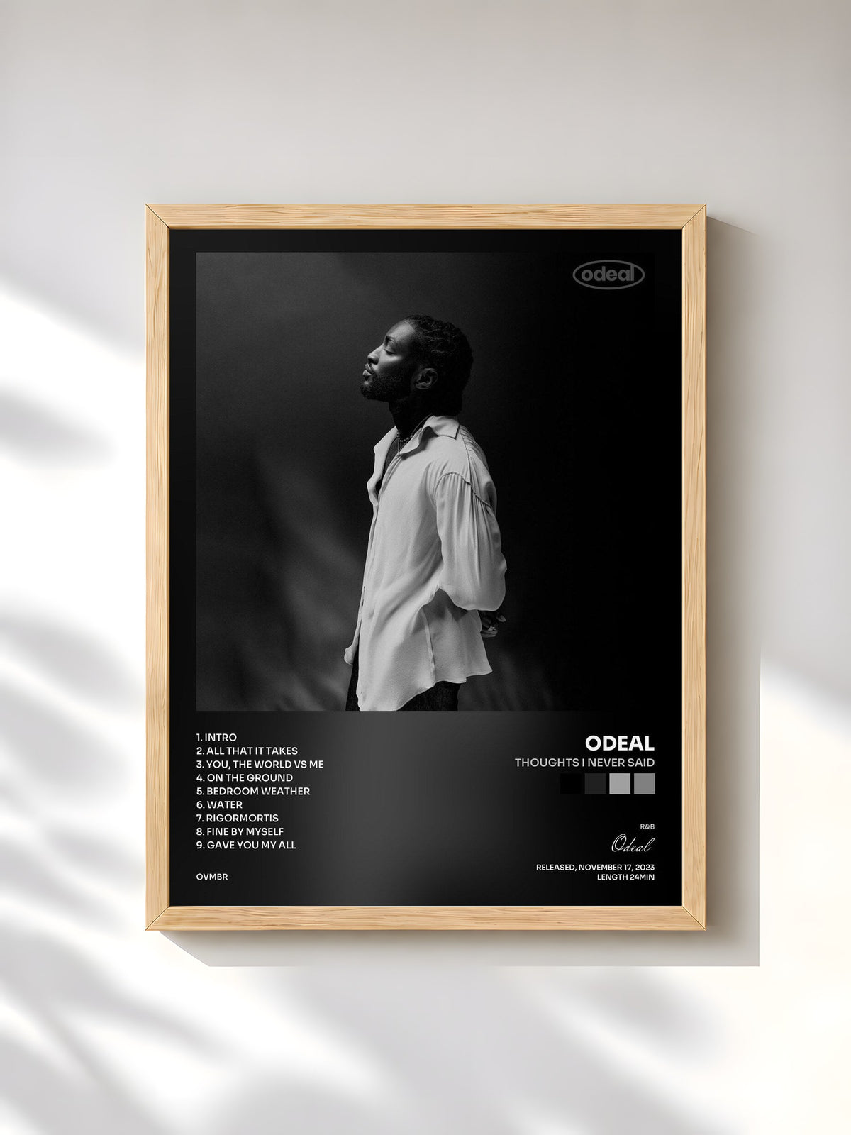 #bois Tableau de l'album Thoughts I Never Said de Odeal, cadre en bois brut, imprimé et encadré en France