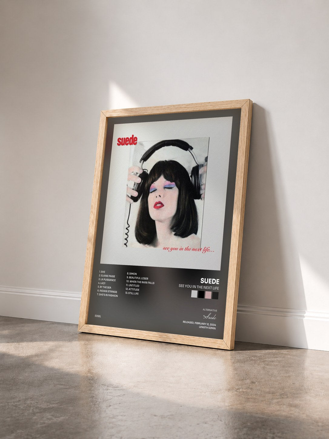 #bois Tableau de l'album See You in the Next Life de Suede vu de trois quarts, cadre en bois brut