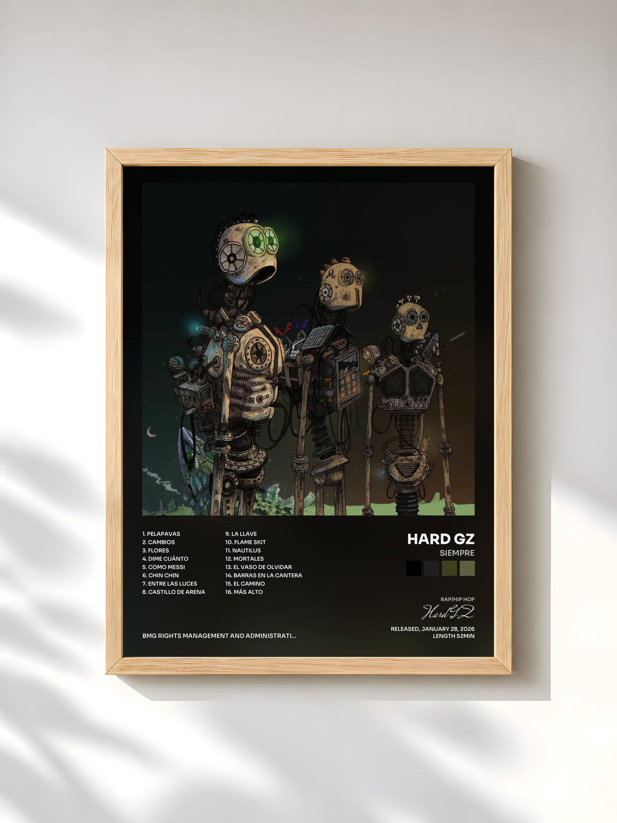 #bois Tableau de l'album Siempre de Hard GZ, cadre en bois brut, imprimé et encadré en France