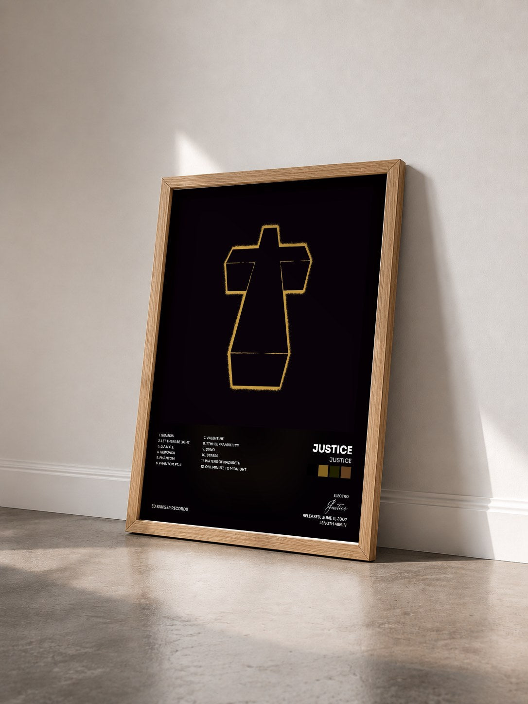 #bois Tableau de l'album Justice de Justice vu de trois quarts, cadre en bois brut