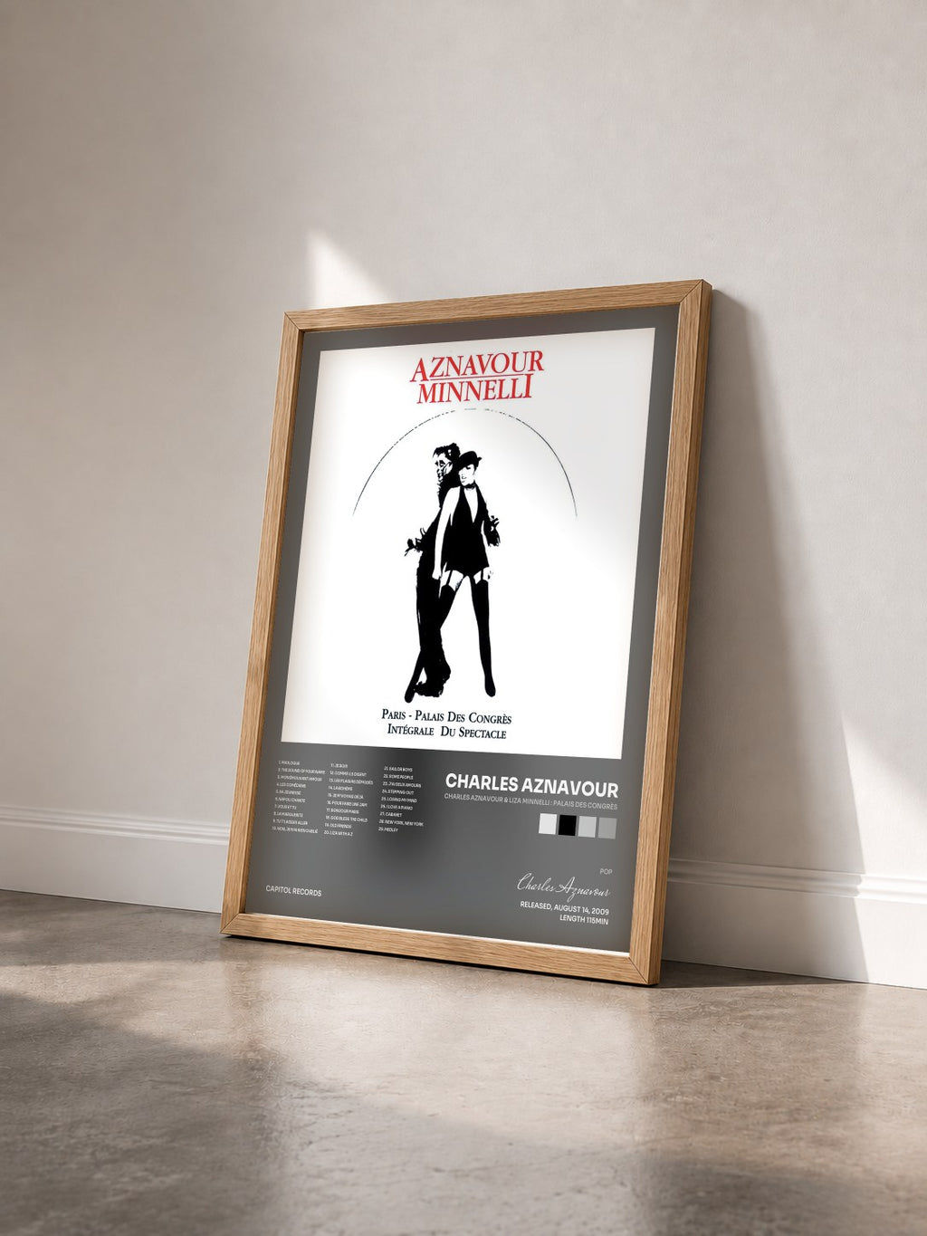 #bois Tableau de l'album Charles Aznavour & Liza Minnelli : Palais Des Congrès de Charles Aznavour vu de trois quarts, cadre en bois brut