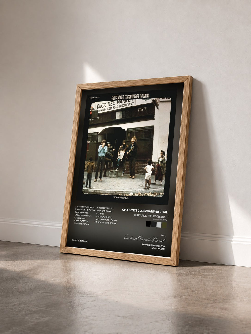 #bois Tableau de l'album Willy And The Poor Boys (Expanded Edition) de Creedence Clearwater Revival vu de trois quarts, cadre en bois brut