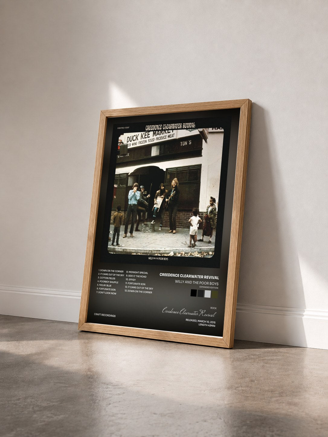 #bois Tableau de l'album Willy And The Poor Boys (Expanded Edition) de Creedence Clearwater Revival vu de trois quarts, cadre en bois brut