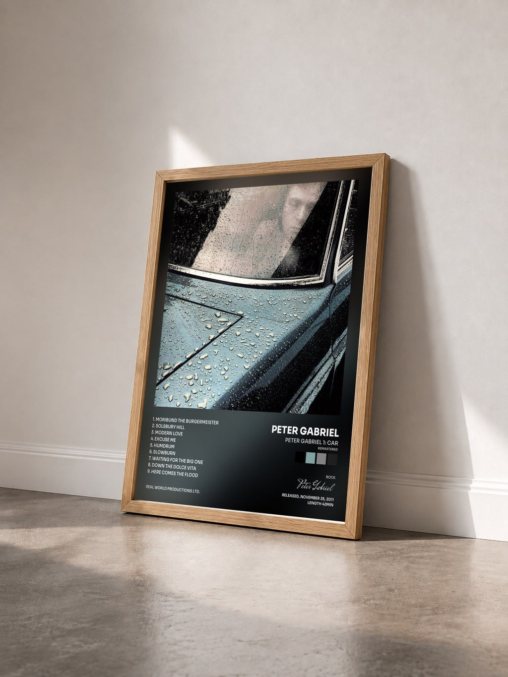 #bois Tableau de l'album Peter Gabriel 1: Car (Remastered) de Peter Gabriel vu de trois quarts, cadre en bois brut